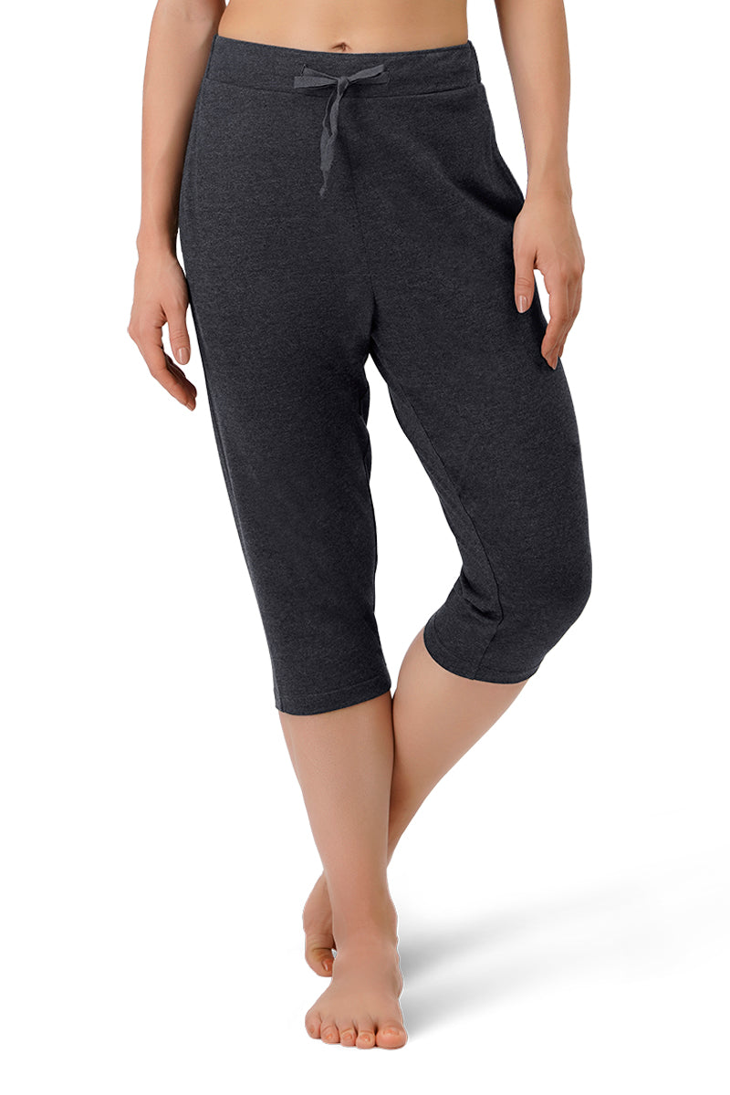 Amante Cotton Blend Capri Pants - Charcoal