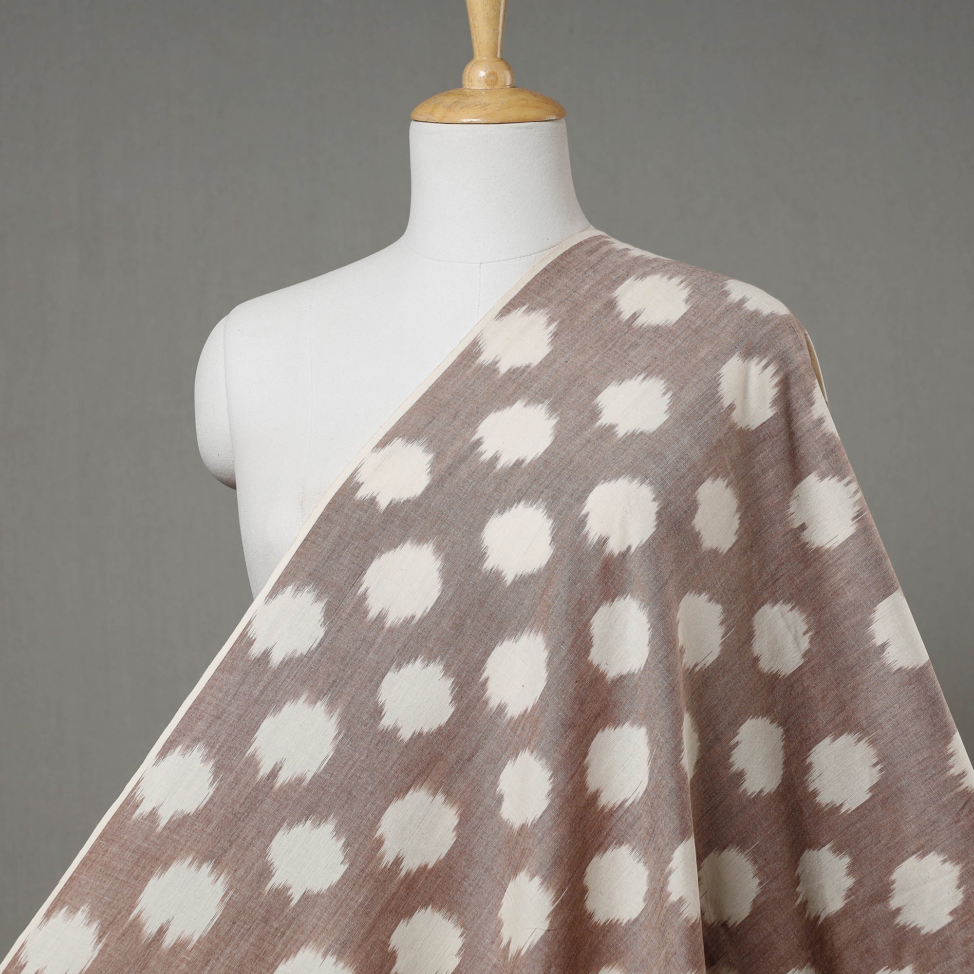 SOUTH KARGHA Brown - Handloom Cotton Pochampally Double Ikat Fabric 01