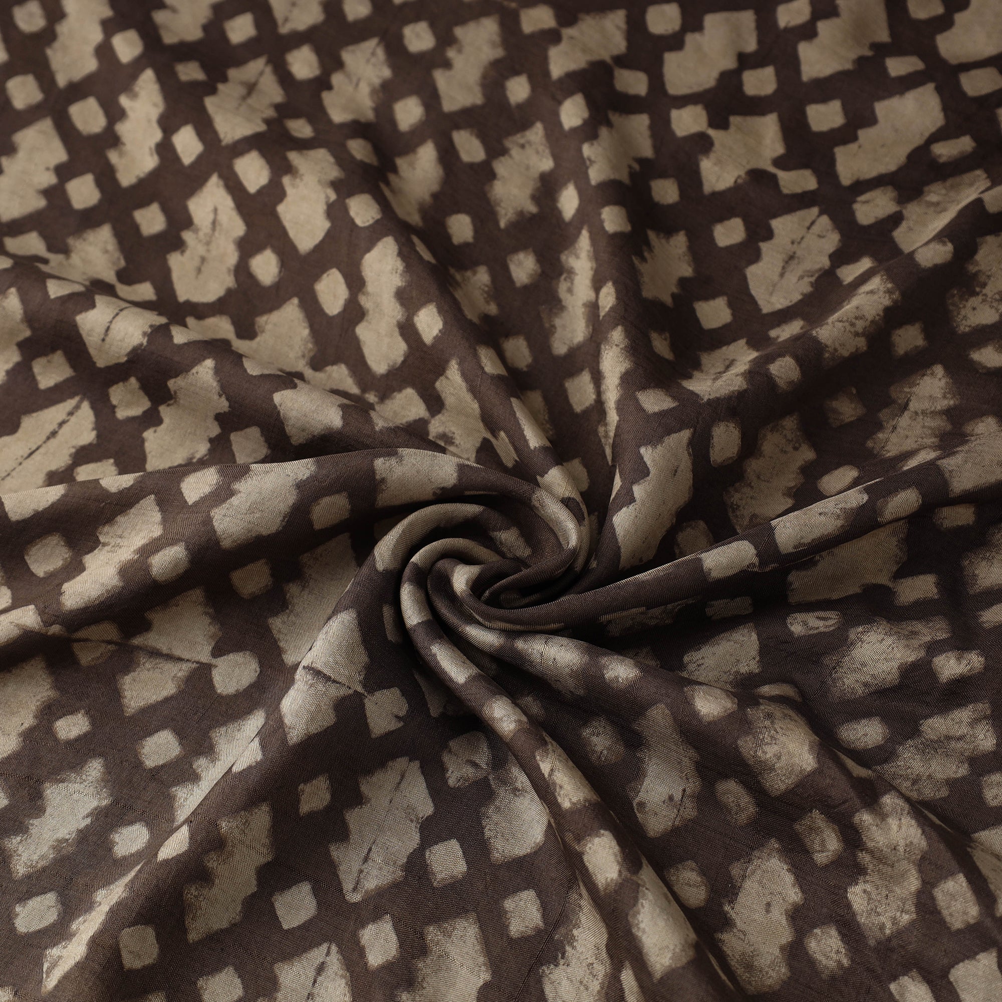 HAVELI CHRONICLES Brown - Akola Hand Block Printed Mulberry Silk Fabric 11 - view 4