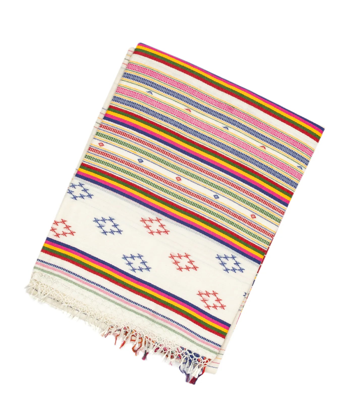 RmKV Off White Handloom Bengal Cotton Saree With Stripes