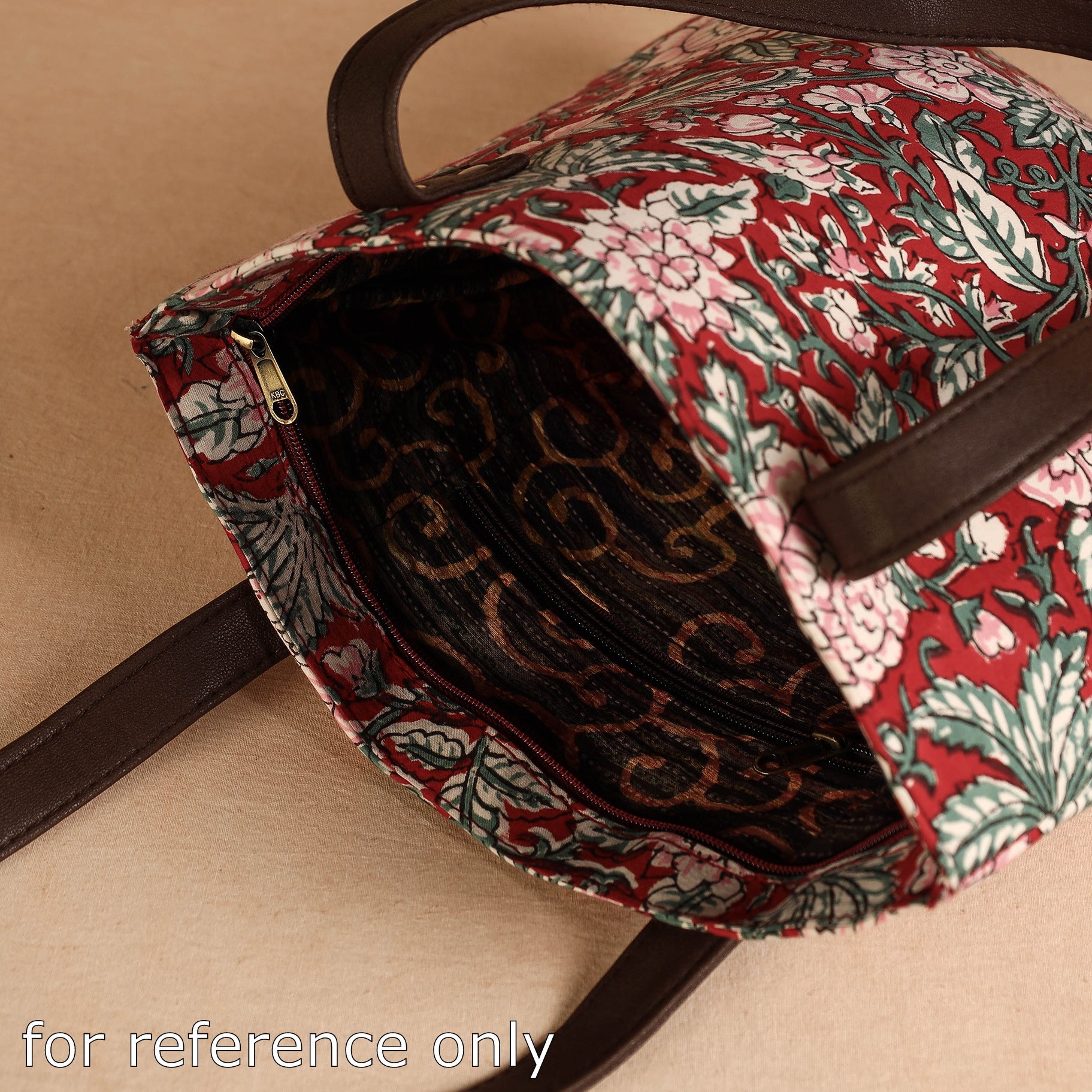 ITOKRI CRAFTS INITIATIVE Brown - Handcrafted Sanganeri Printed Leather Shoulder Bag - view 4