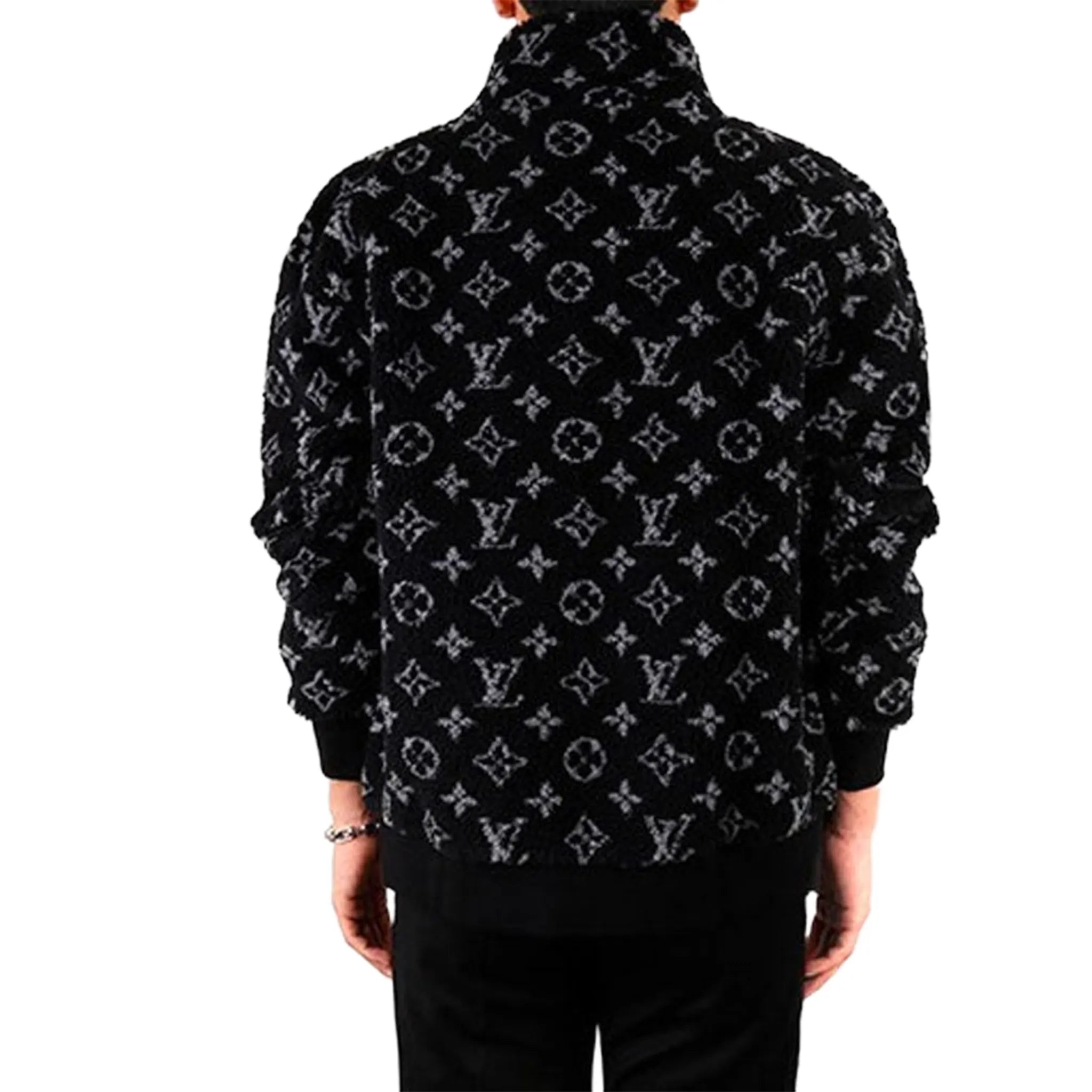 Preloved - Louis Vuitton Monogram Fleece Black Grey Zip-Up Jacket - view 4