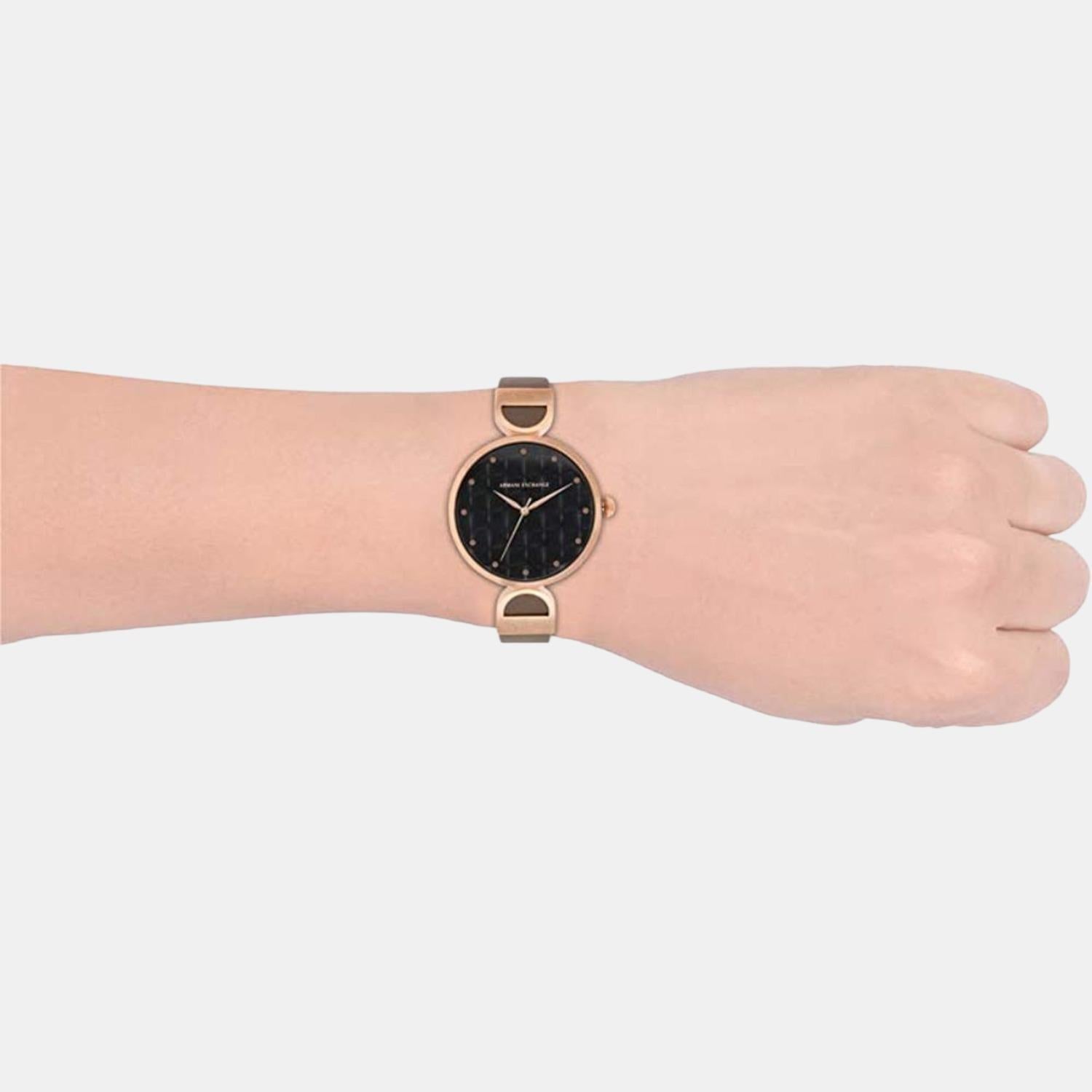 Armani Exchange Brooke Women Quartz Black Dial Analog Leather Watch AX5329 - view 6