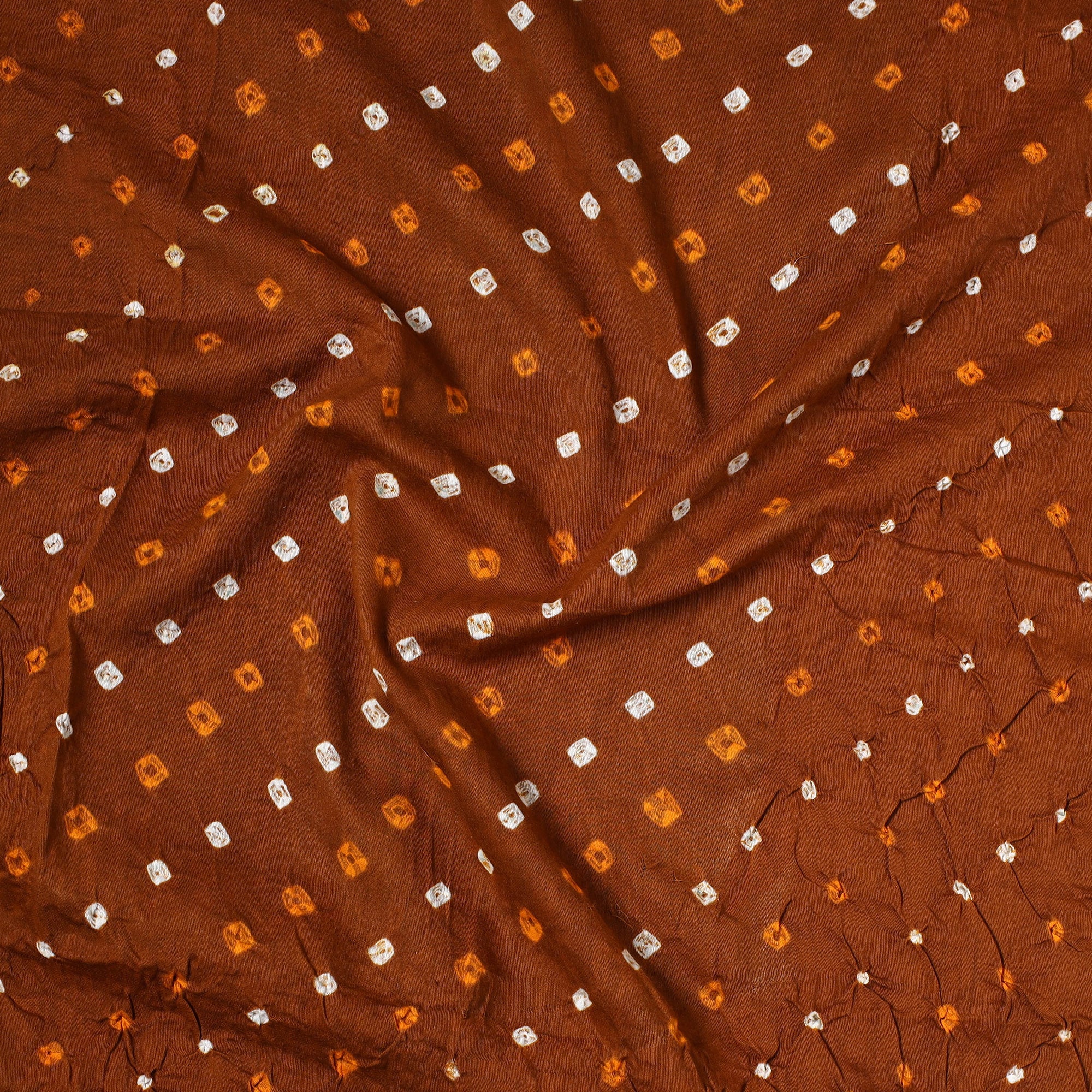 KACHCHH JI CHHAAP Brown - Kutch Bandhani Tie-Dye Satin Cotton Precut Fabric (1.25 meter) 55 - view 2