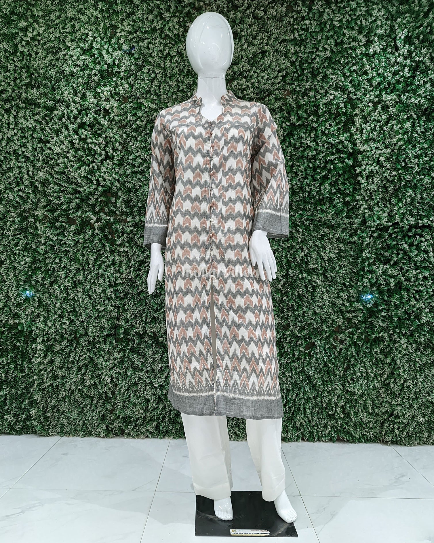 IndianVillèz White Grey Sambalpuri Odisha Ikat Designer Cotton Kurti for Women