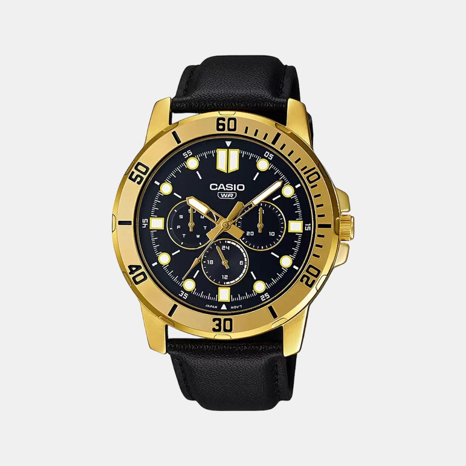 Casio Enticer Men Quartz Black Dial Chronograph Stainless Steel Watch A1858