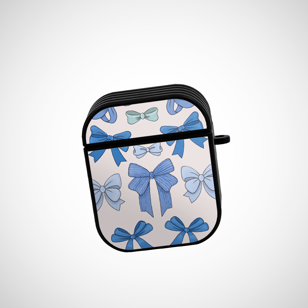 Cover It Up Aesthetic Blue Bow Glass Airpods 1st Gen Case Covers