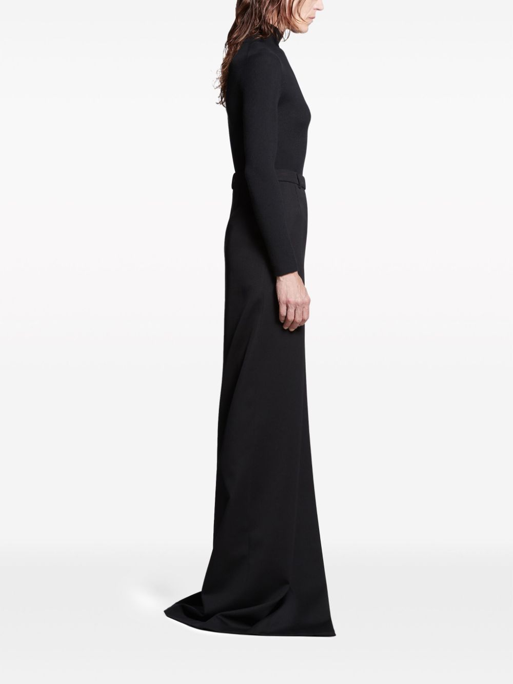Balenciaga slit tailored maxi skirt – 100% virgin wool - view 2