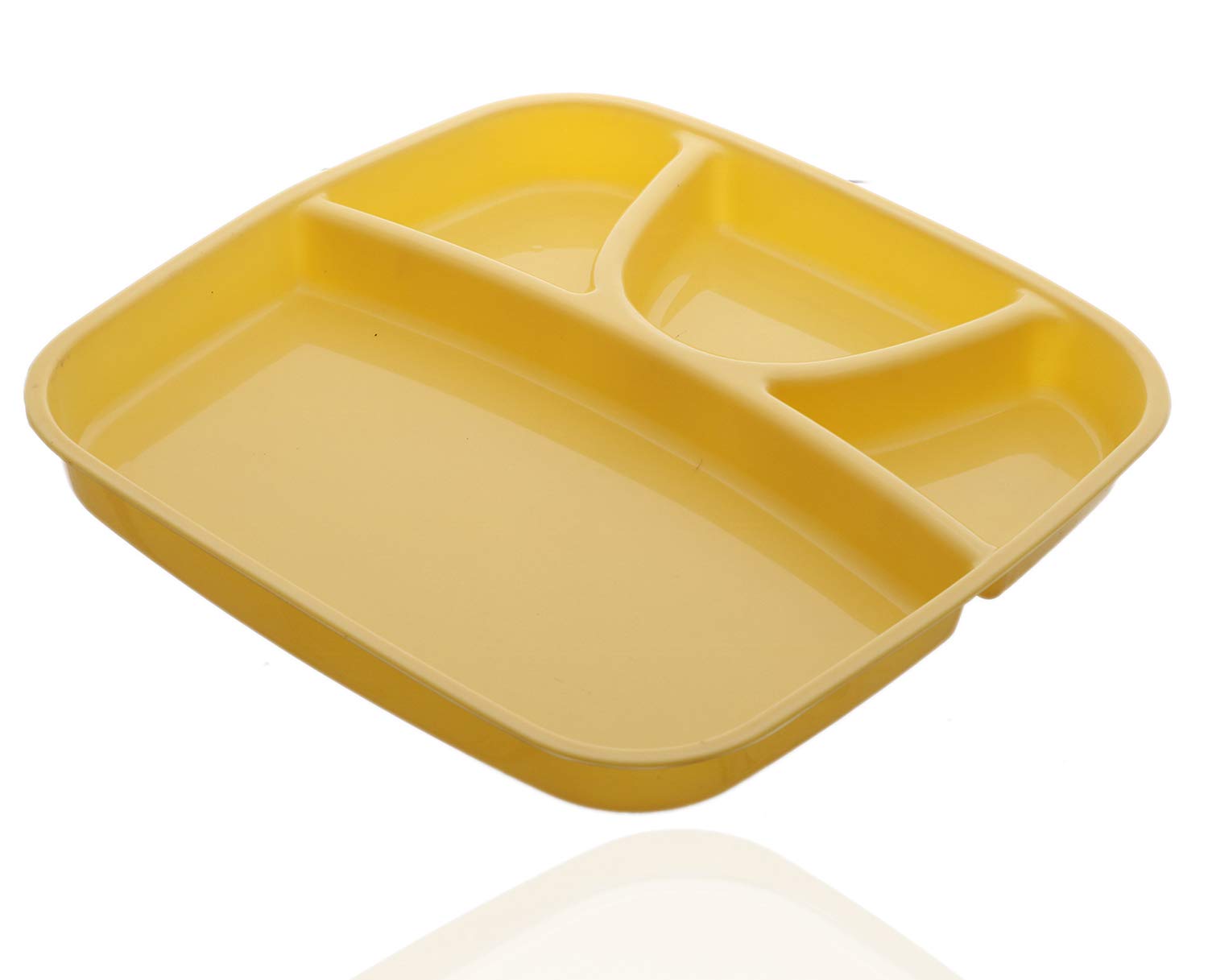 Kuber Industries 2 Pieces Microwave Safe Plastic Food Plate with Partitions (Yellow) - CTKTC37553 - view 4