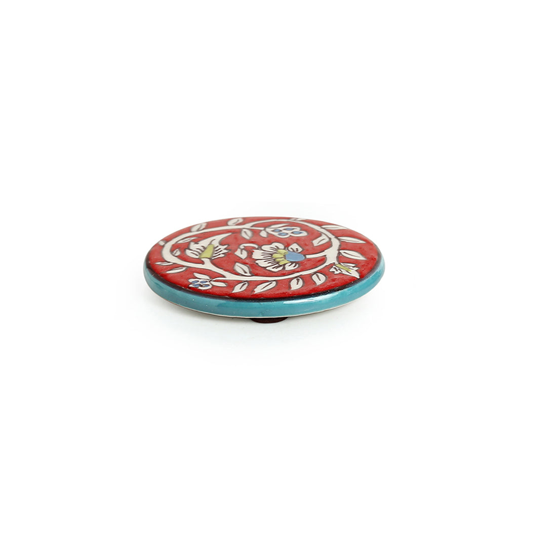 EXCLUSIVELANE 'Mughal Disks' Floral Handpainted Coasters In Ceramic (Set of 4) - view 3
