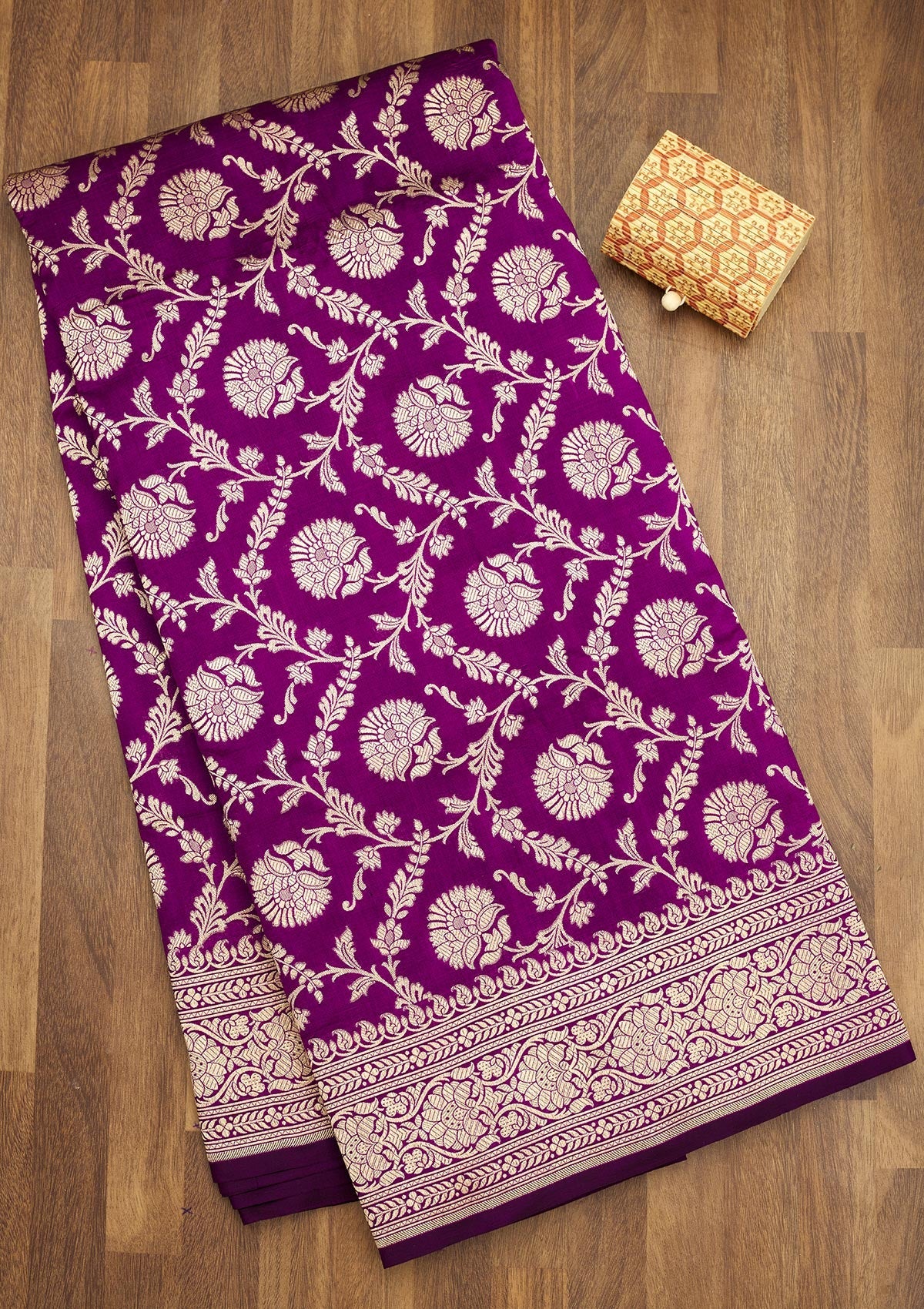 Koskii Purple Zariwork Pure Silk Saree – Women's
