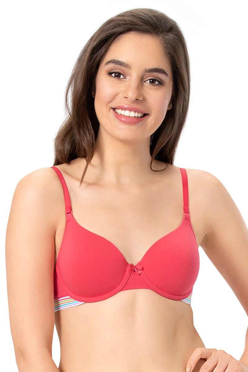 every de Padded Wired Sassy Stripes T-Shirt Bra - Azalea - view 2