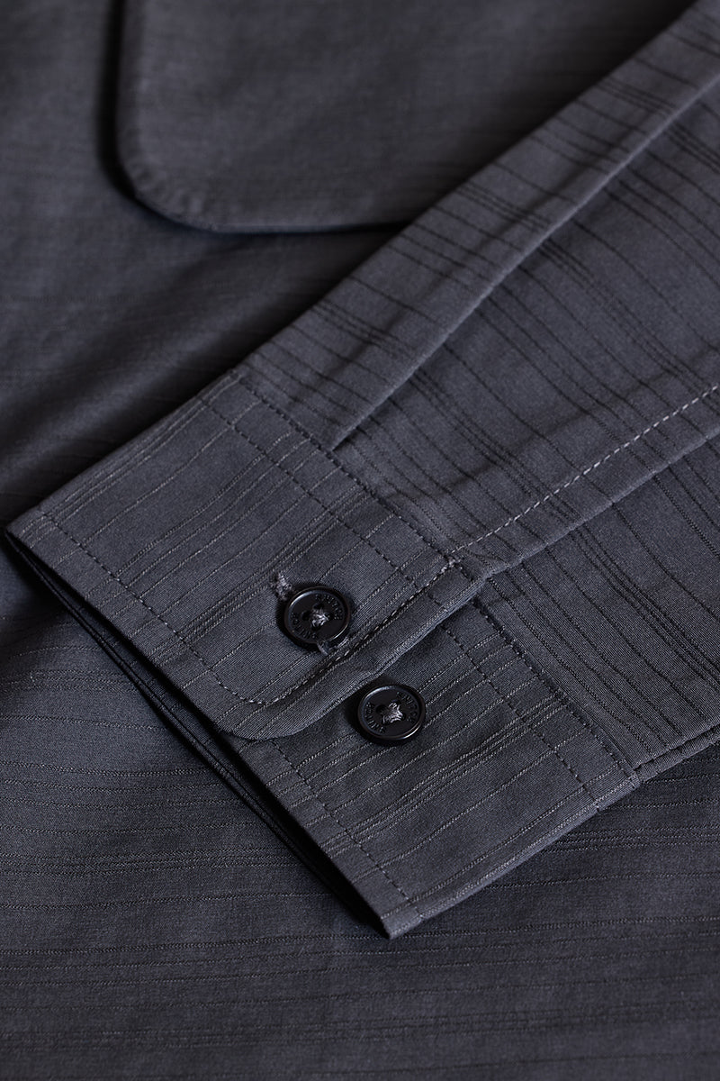 SNITCH Charcoal Grey Stripes Relaxed Fit Overshirt - view 8