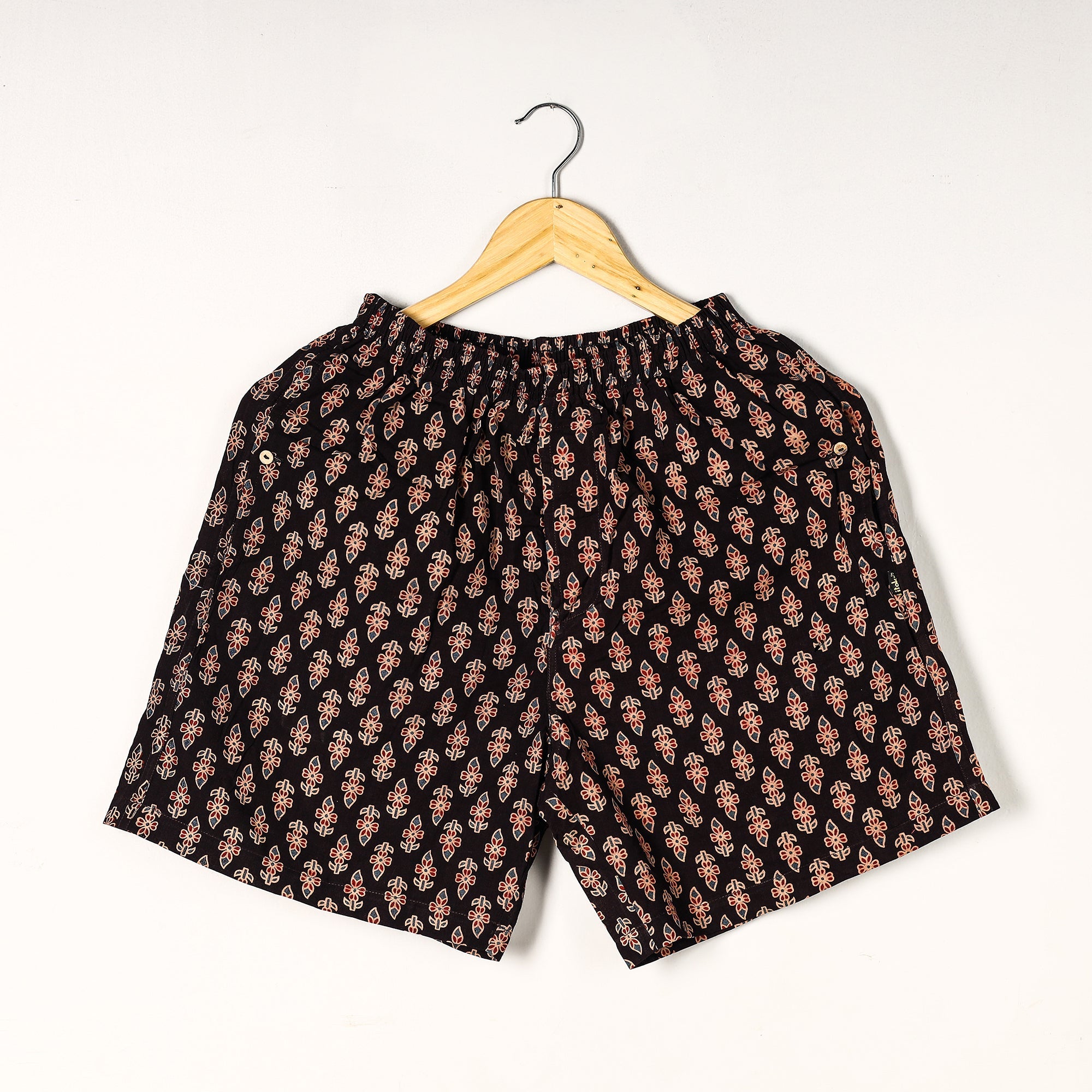 Unisex boxer shorts – ITOKRI CASUALS Black - Ajrakh Block Printed Cotton Unisex Boxer/Shorts