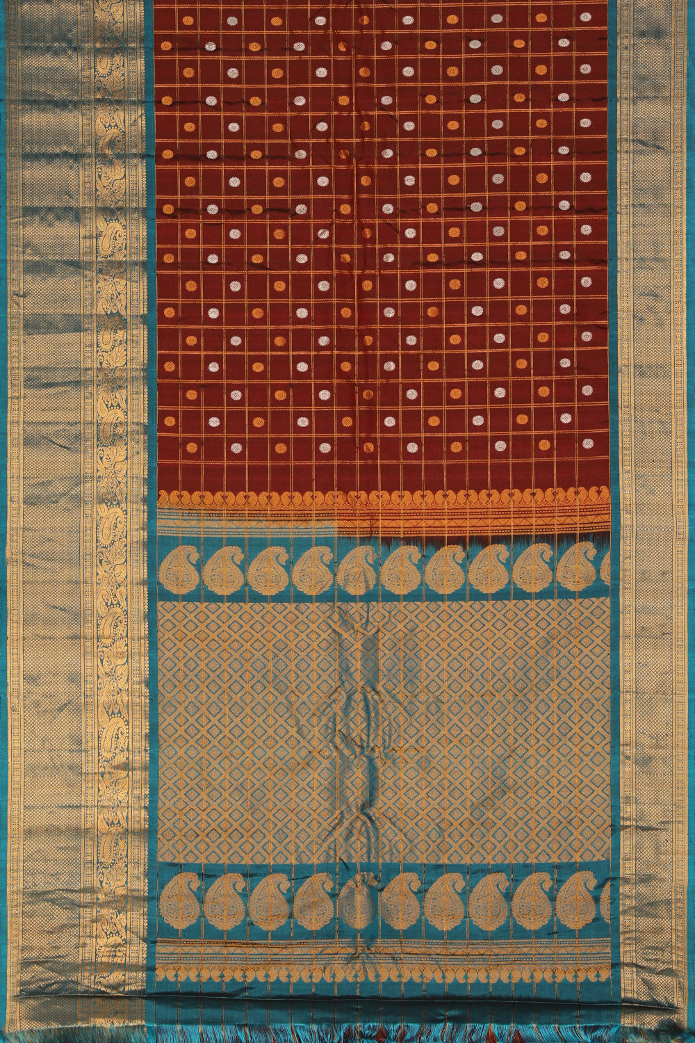 Kalanjali Gadwal Silk Maroon Saree – Women's - view 3