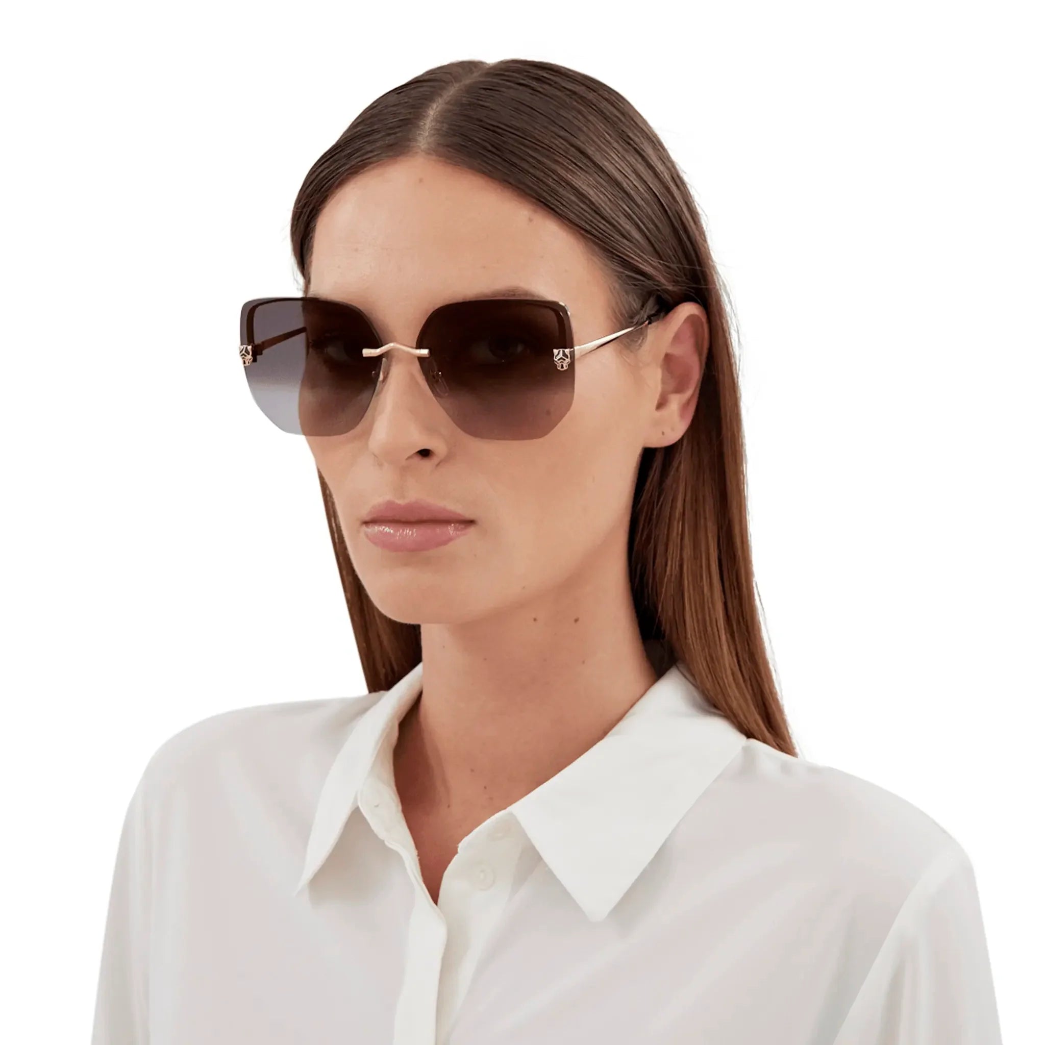 Cartier Eyewear CT0432S-001 Panthere De Cartier Gold Grey Rimless Sunglasses - view 2