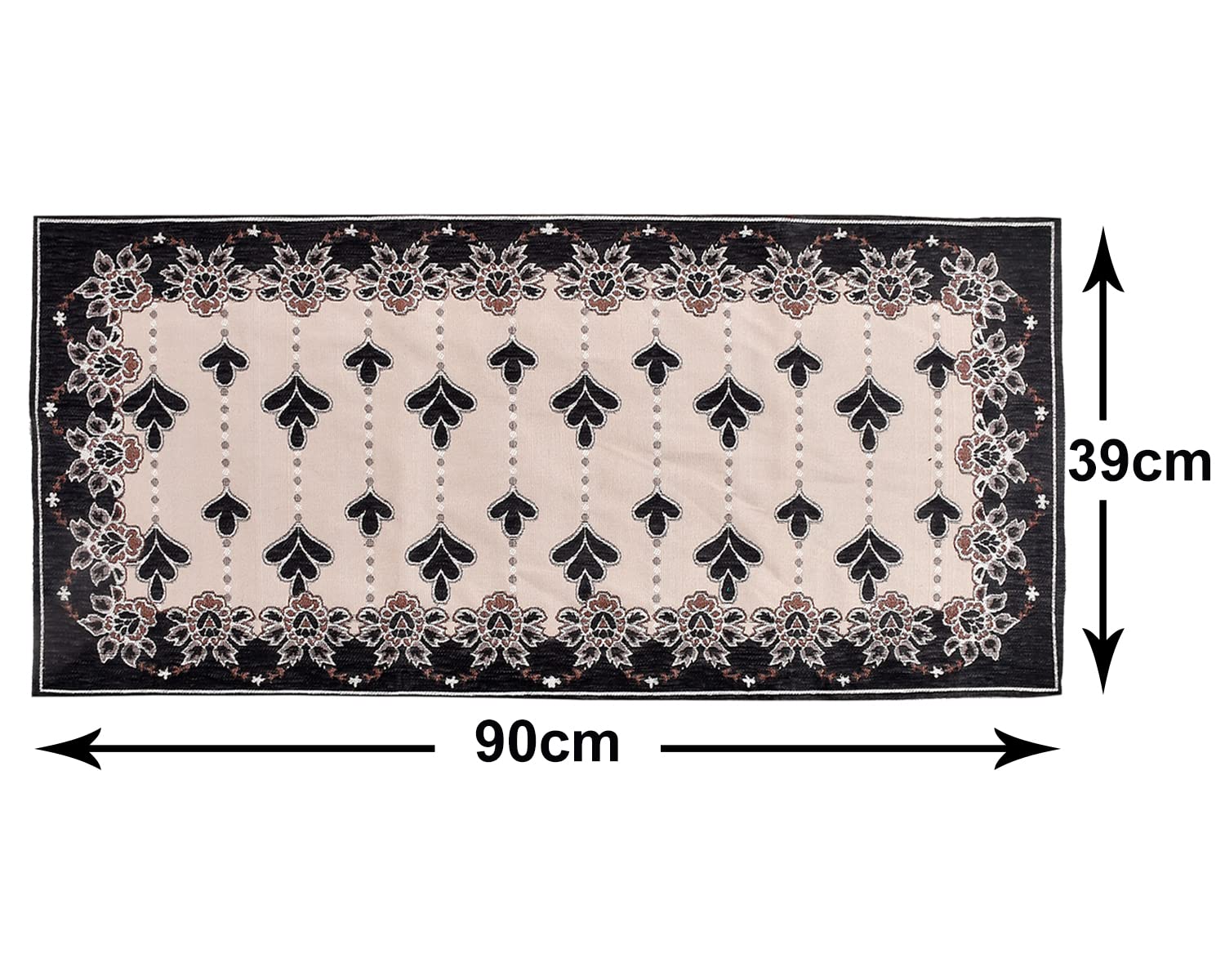 Heart Home Multiuses Floral Print Rectangular Cotton Table Runner for Dining and Center Table (Black)-50HH01277 - view 6