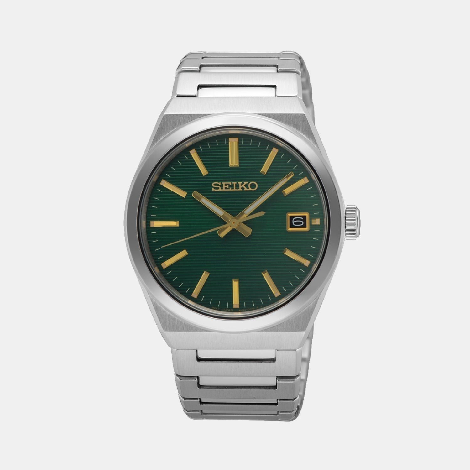 Seiko Classic Men Quartz Green Dial Analog Stainless Steel Watch SUR601P1