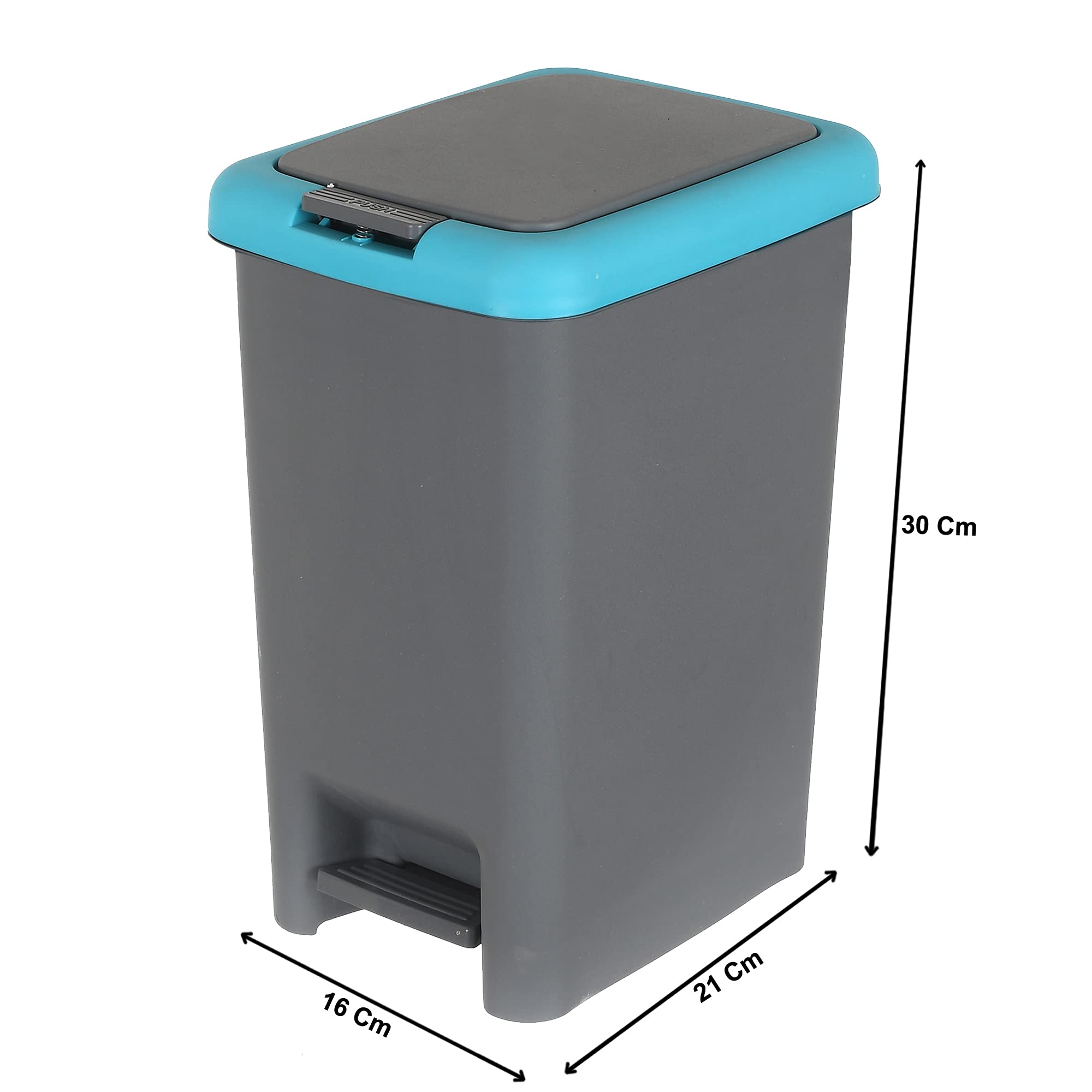 Heart Home 6.5 Ltr Plastic Push & Pedale Dustbin For Home, Kitchen, Office And Bathroom Garbage With Lid,Set of 2 (Grey & Blue) - view 2