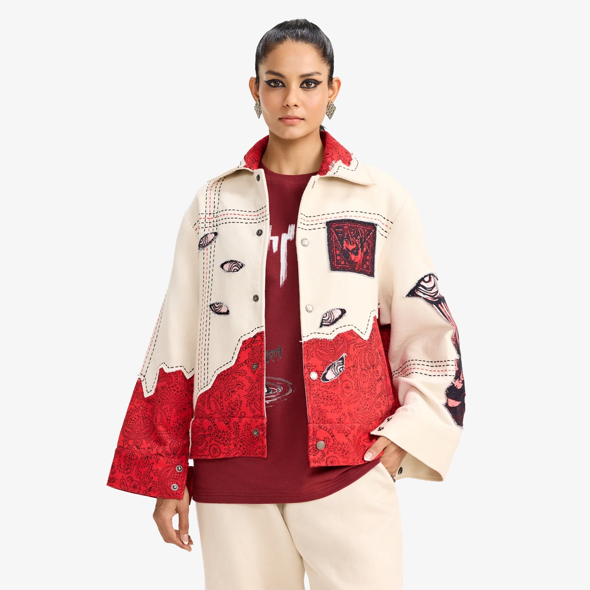 F A R A K | Khayali Pulao Handmade Jacket { Red/beige - view 2