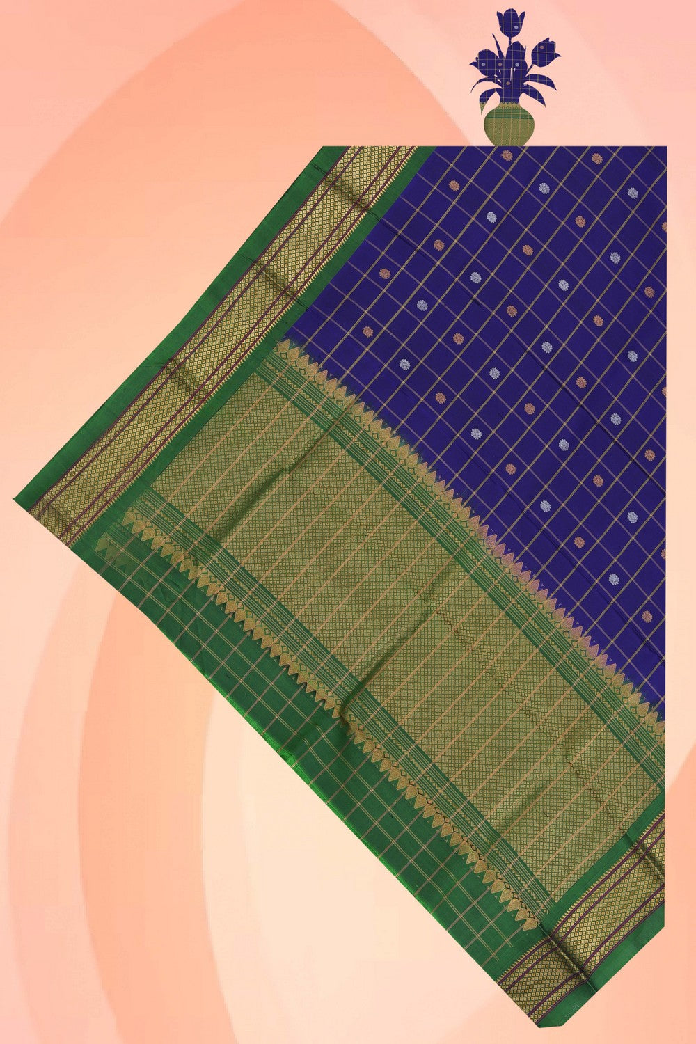 Kalanjali Gadwal Silk Indigo Blue Dupatta