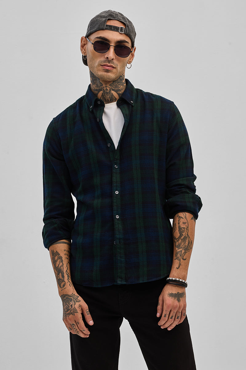 SNITCH Navy Oxford Flannel Shirt