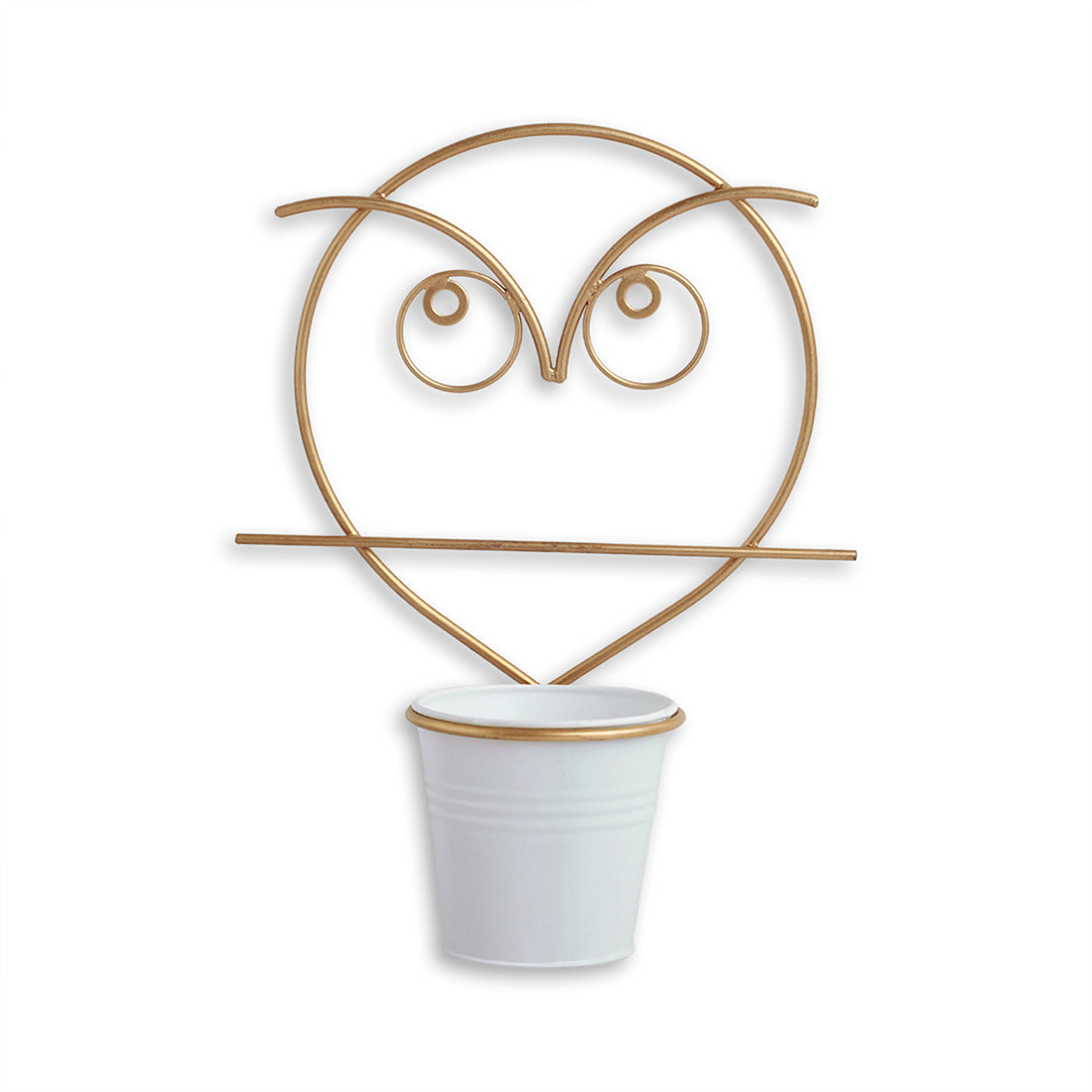 EXCLUSIVELANE 'Angry Owl' Wall Planter Pot In Galvanized Iron (10 Inch, Brass Finish) - view 3