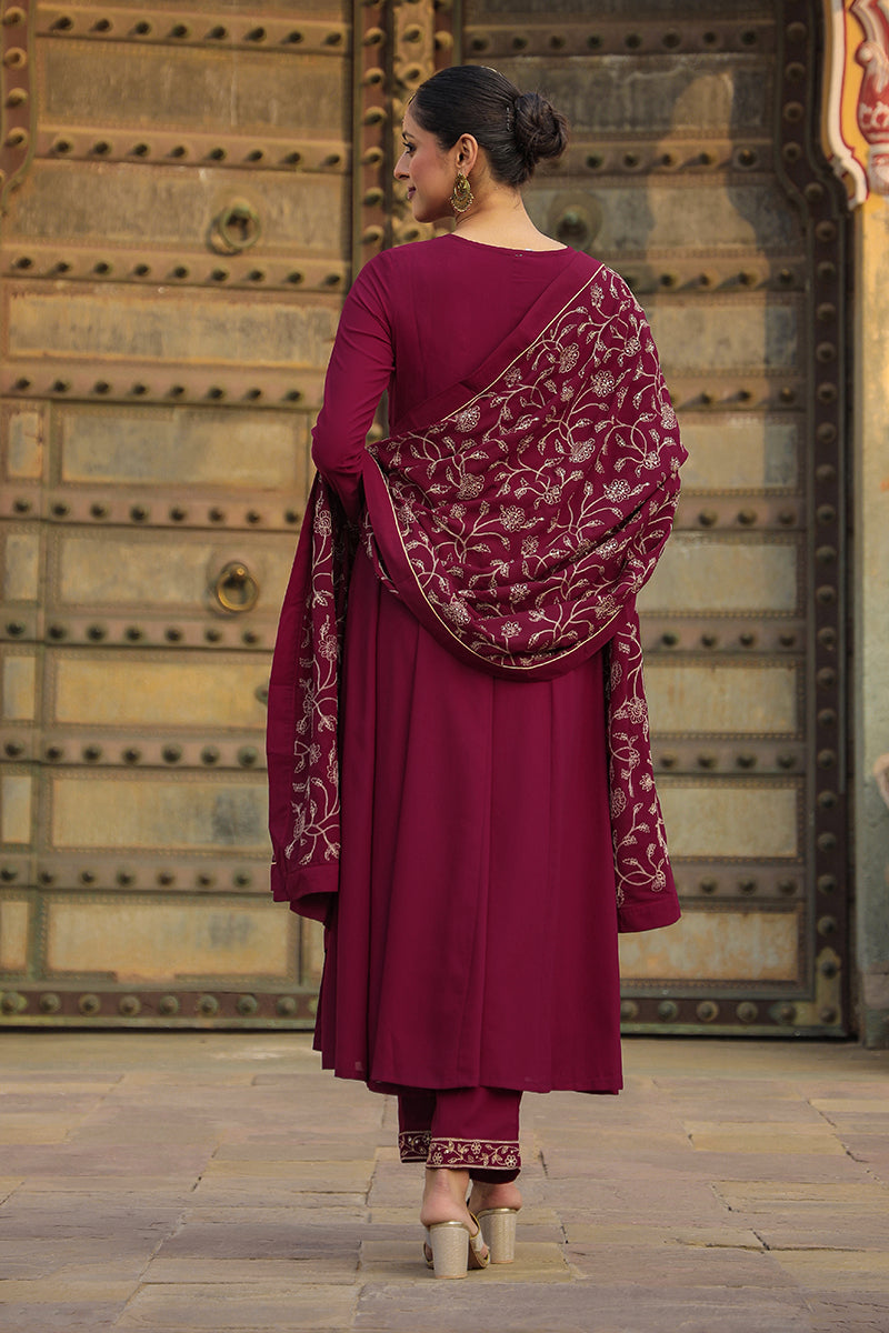 Ahika Fuschia Poly Georgette Angrakha Pant With Dupatta PKSKD1911 - view 5