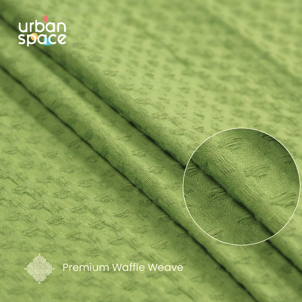 Urban Space -Home Furnishing Store 100% Cotton Waffle weave Curtains, 60-65% Room Darkening Curtain - Pack of 2 - Sage Green - view 2