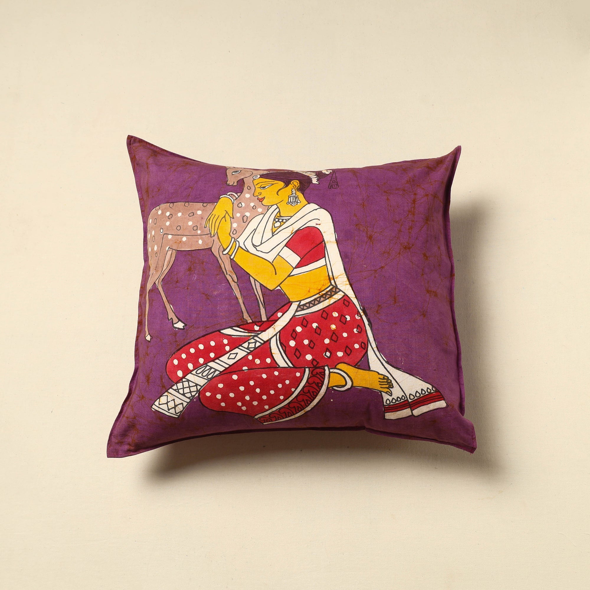 KACHCHH JI CHHAAP Pure Cotton Hand Batik Cushion Cover (18 x 18 in) 12