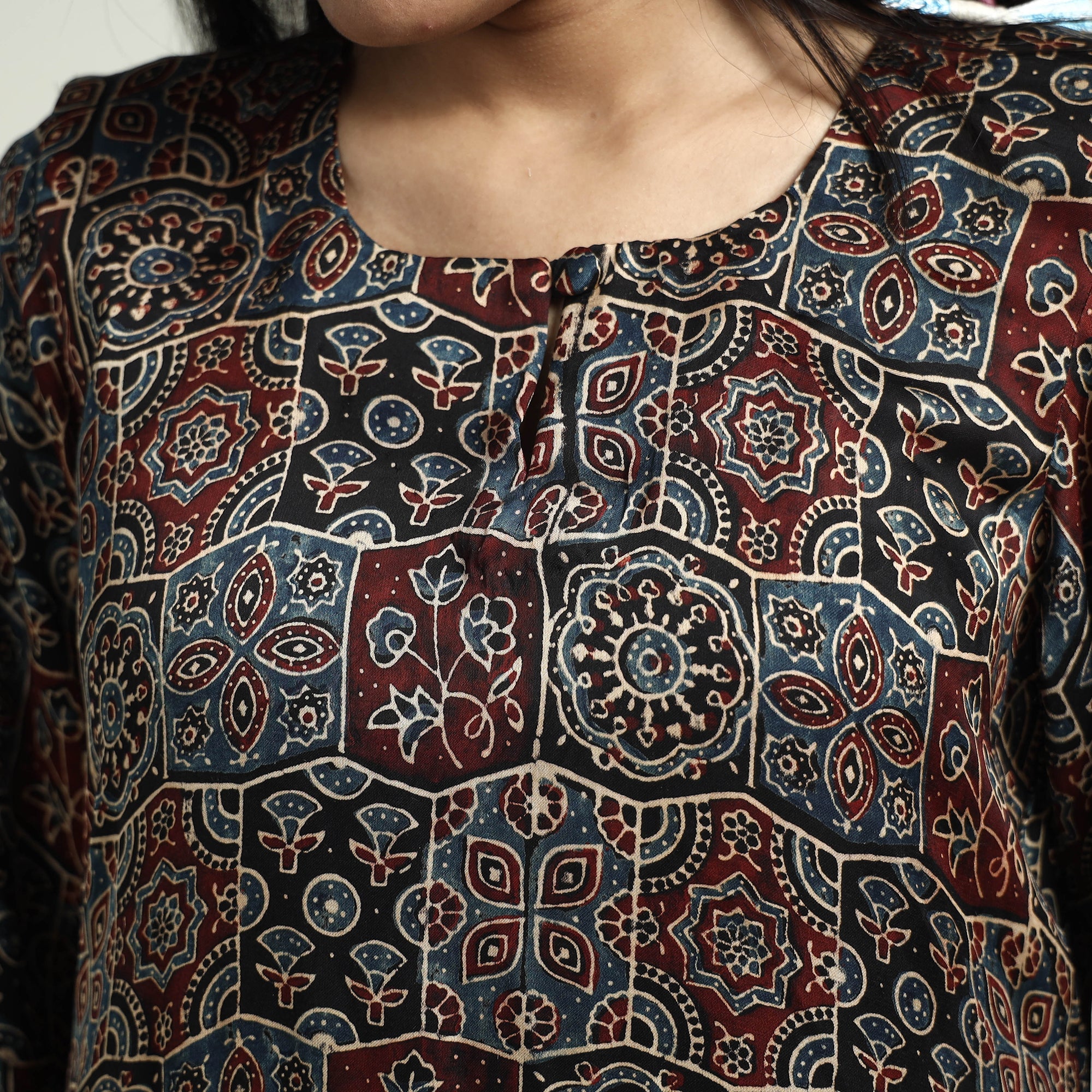 ITOKRI CASUALS Black - Ajrakh Block Printed Modal Silk Kurta with Palazzo Set - view 4