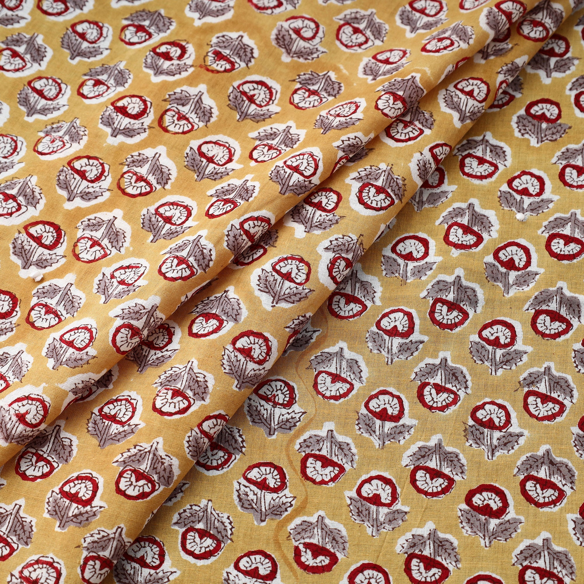 ARTISAN HAND BLOCK PRINTS Brown - Pure Cotton Sanganeri Print Fabric 15 - view 2