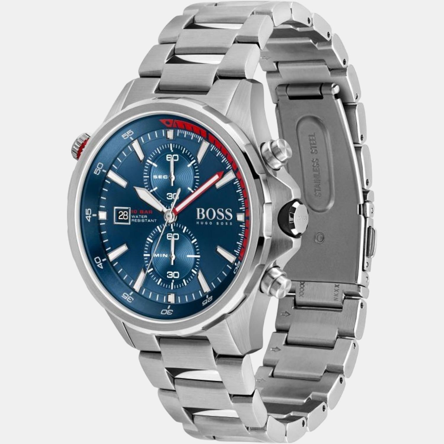 Boss Globetrotter Men Quartz Blue Dial Chronograph Stainless Steel Watch 1513823 - view 2