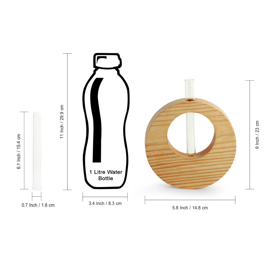 EXCLUSIVELANE 'Pine Ring Glass Garden' Test Tube Table Planter/Vase (9 Inch, Light Brown) - view 8