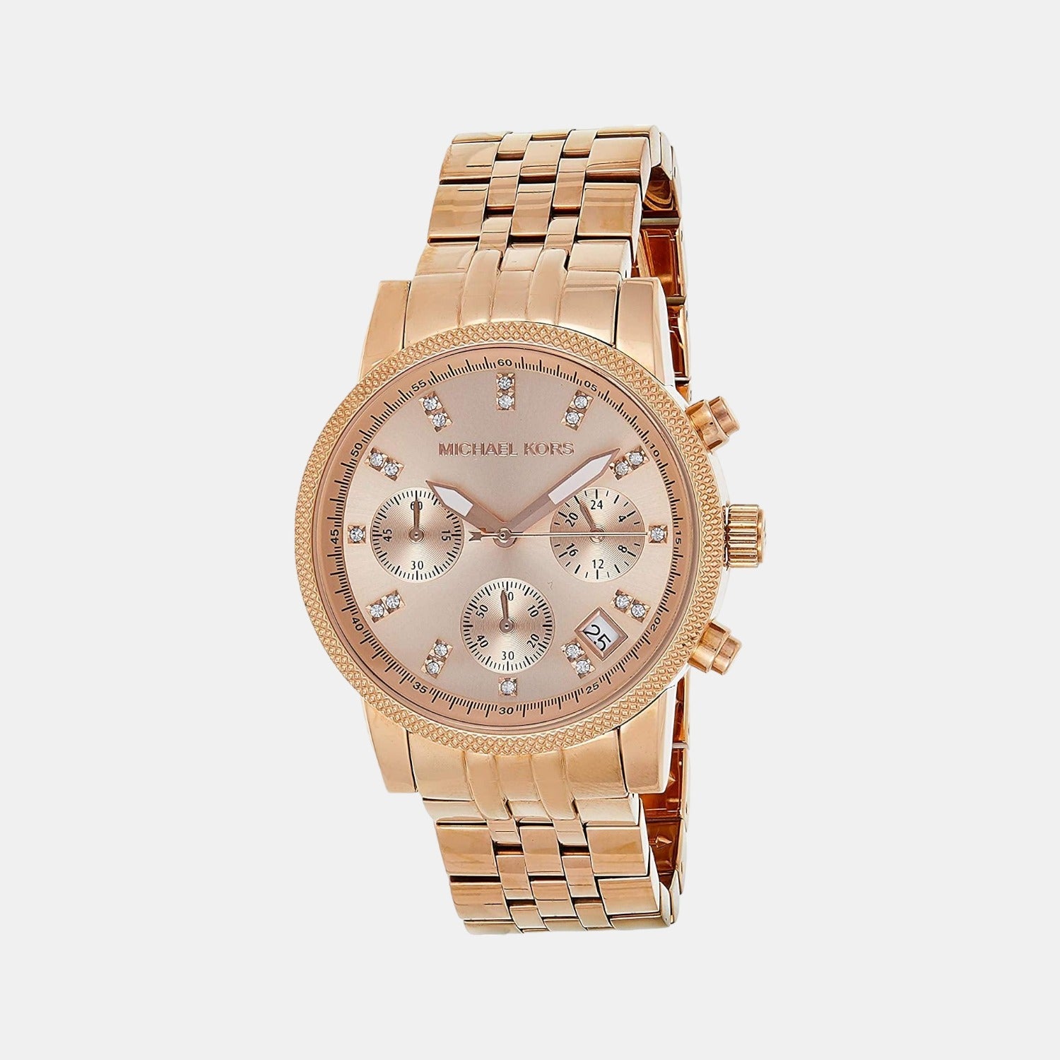 Michael Kors Bryant Women Quartz Rose Gold Dial Chronograph Stainless Steel Watch MK6077