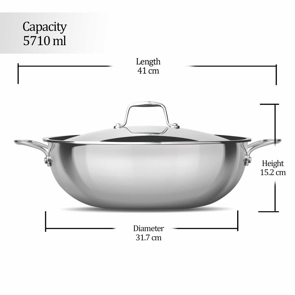 Triply Stainless Steel Kadhai with Lid (Milton Procook) - view 12