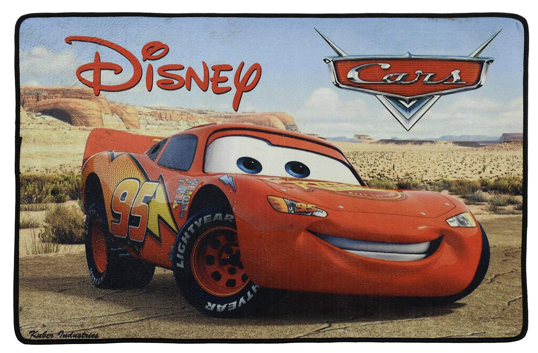 Kuber Industries Disney Mickey Mouse Cars 2 Pieces Anti-Slip Door Mat 23"x15" (Maroon & Brown) - CTKTC46066 - view 2