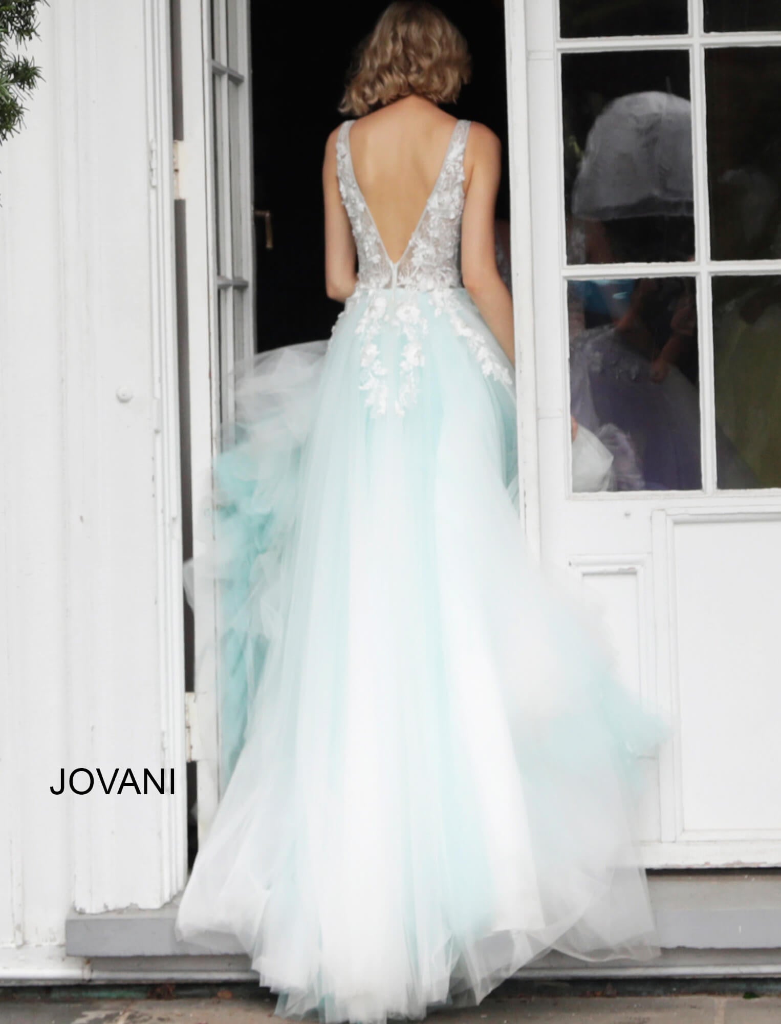 Tulle Sleeveless A-line Gown by Jovani 55634 - view 2