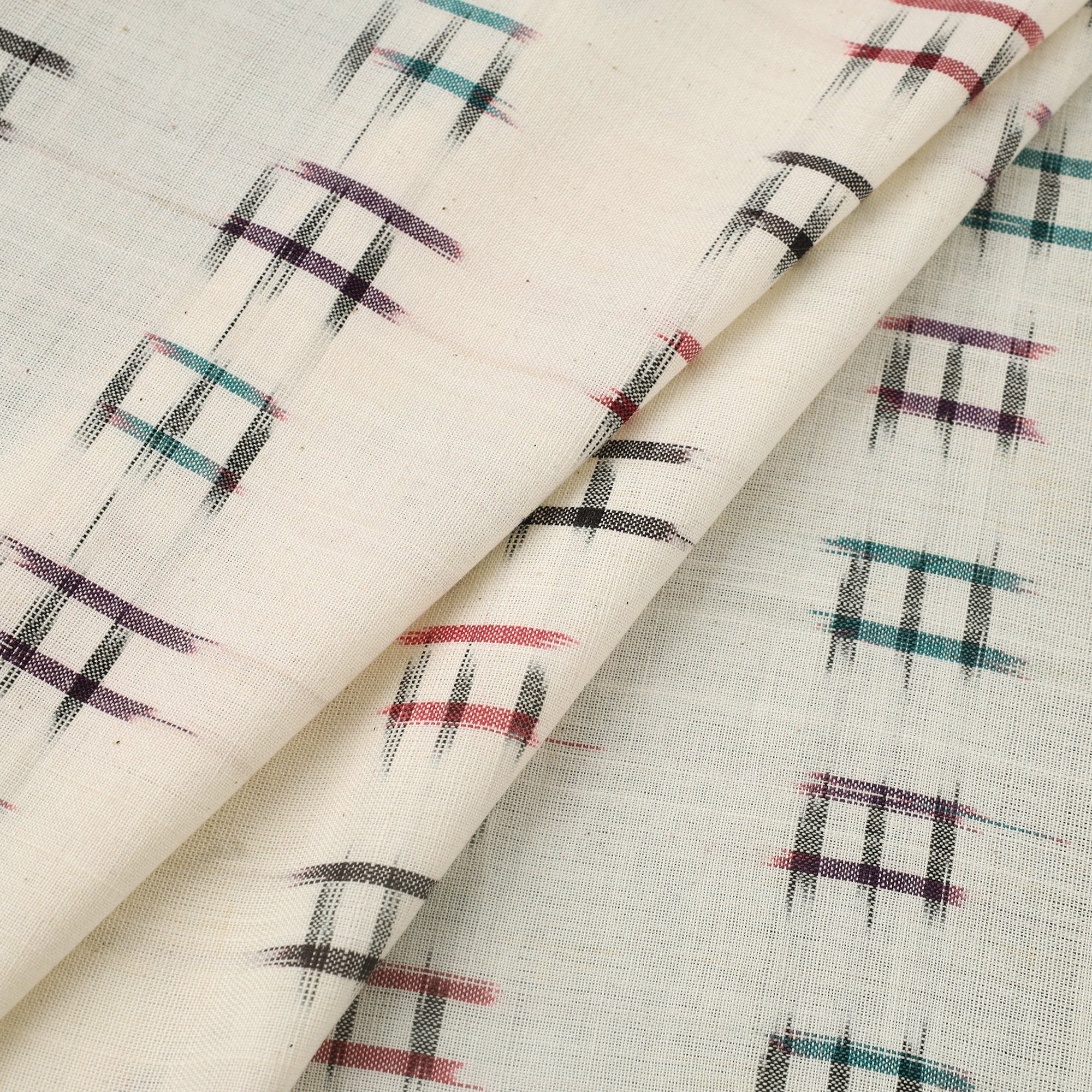 SOUTH KARGHA Beige - Handloom Cotton Pochampally Double Ikat Fabric 05 - view 2