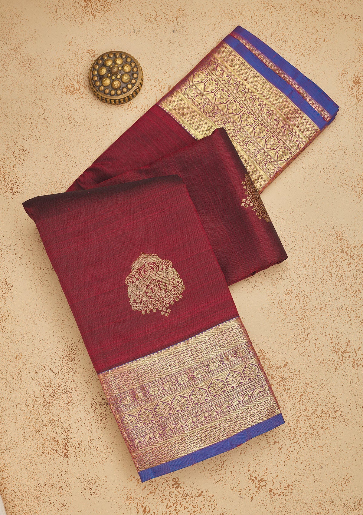 Koskii Maroon Zariwork Pure Silk Saree – Women's