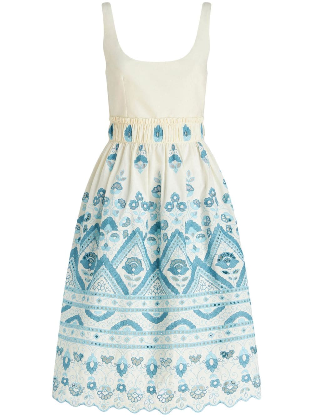 Etro Broderie anglaise flared dress – Cotton 100%