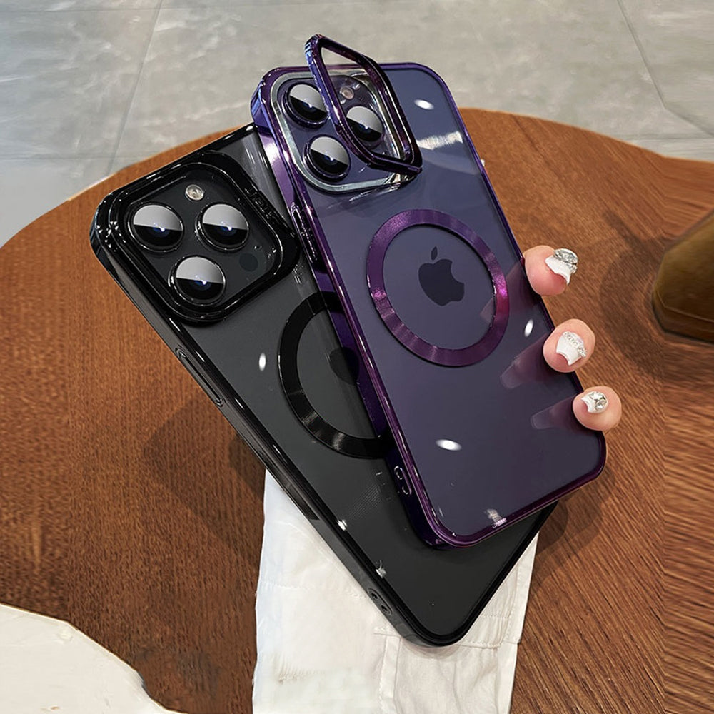 Apple iPhone 15 Series Luxury MagSafe Camera Protector Stand Case