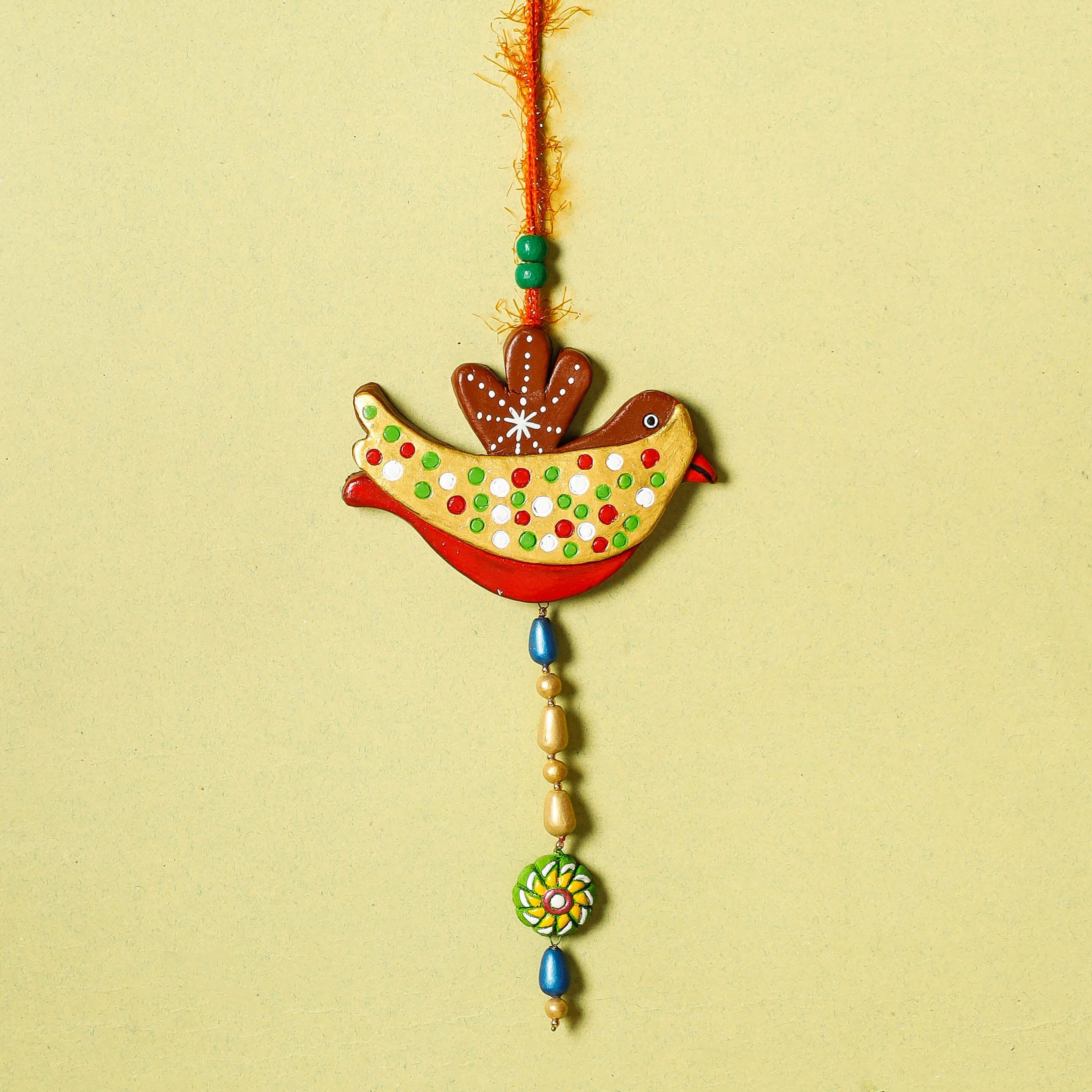 KHUSHBASH - HAPPY LOOM OF EAST Bird - Bishnupur Handpainted Terracotta Wall Hanging - view 2