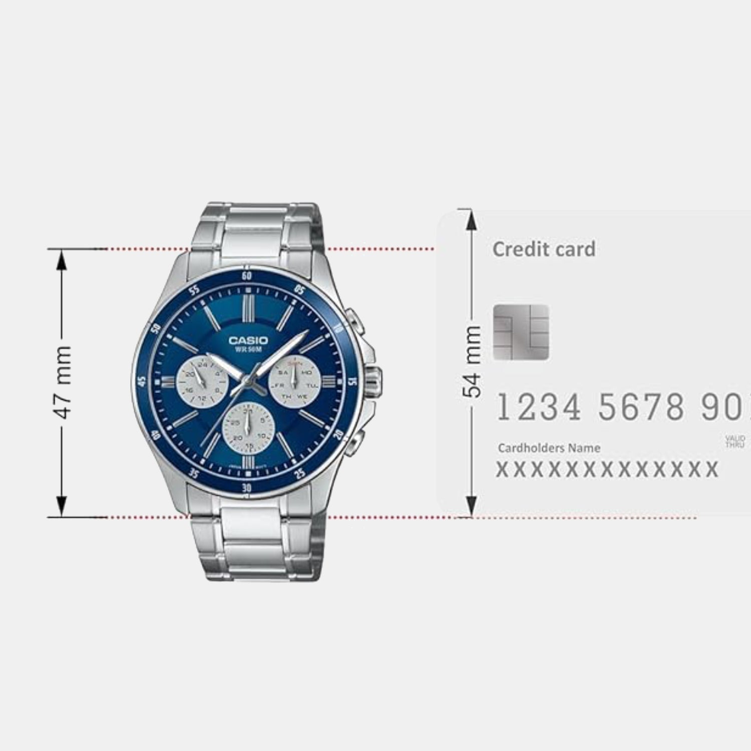 Casio Enticer Men Quartz Blue Dial Multi-Function Stainless Steel Watch A2346 - view 6