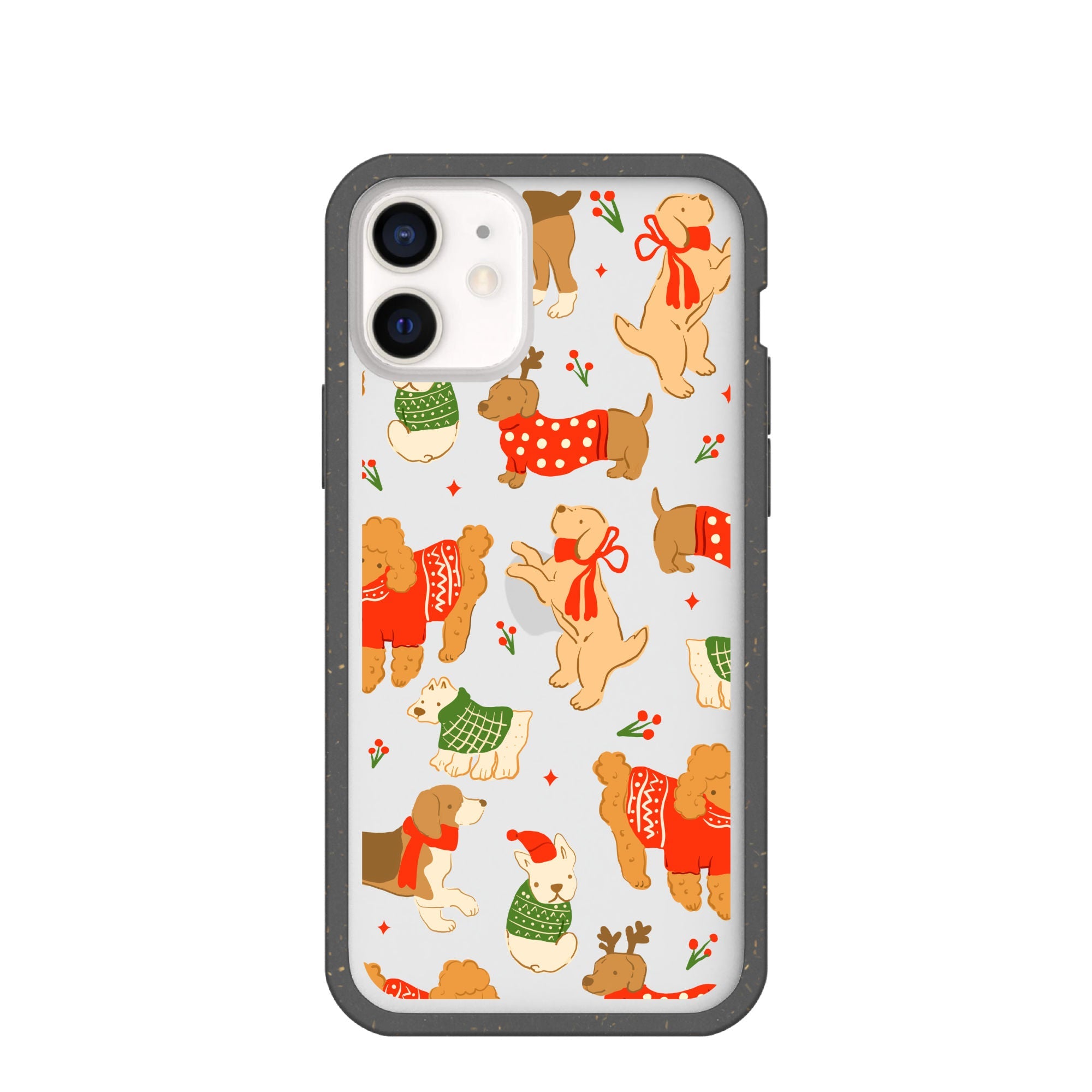 BlackTree Clear Jolly Doggos iPhone 12 Mini Case With Black Ridge