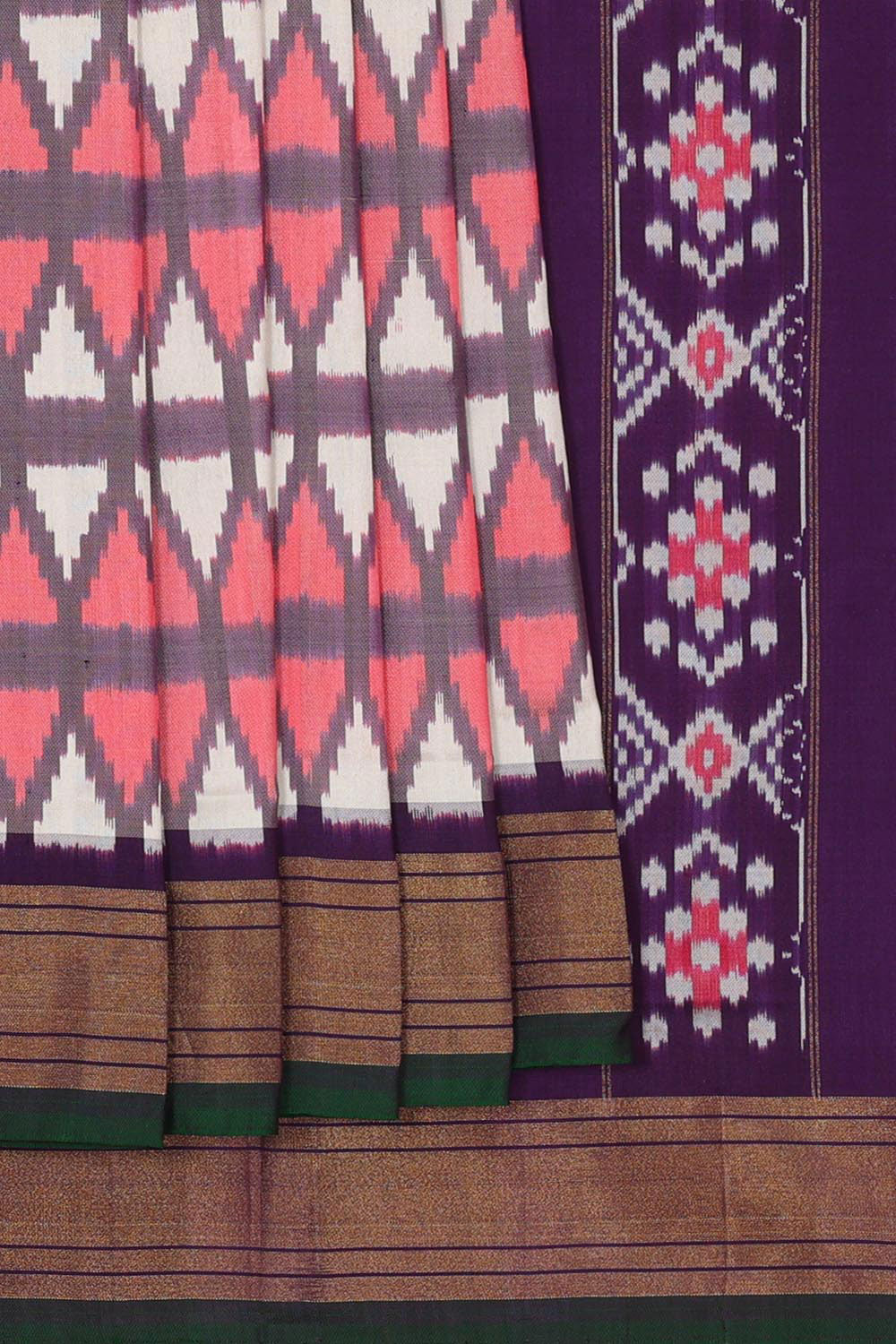 Kalanjali Ikat Silk Light Red Saree – Women's