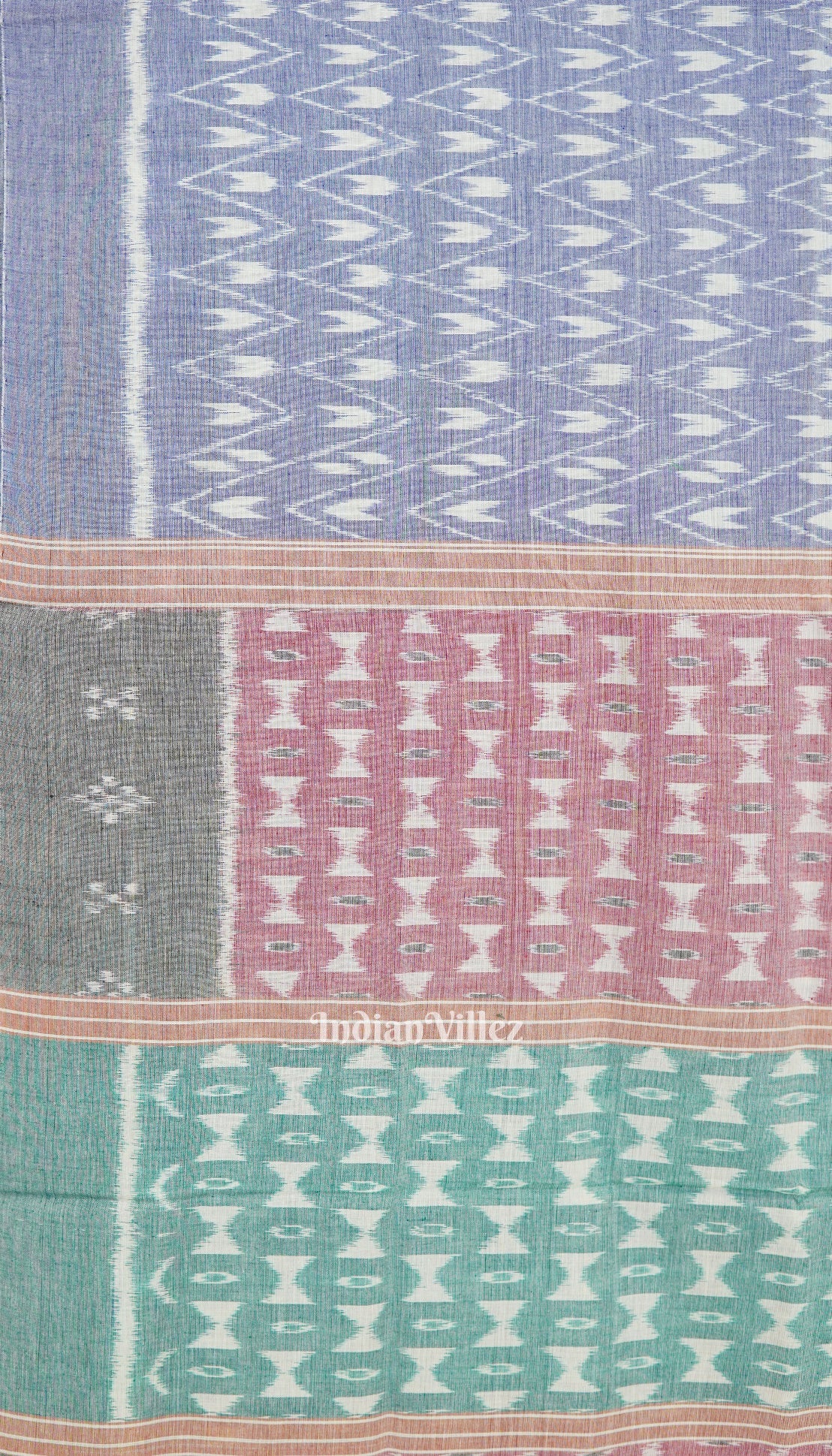 IndianVillèz Blue Grey Odisha Sambalpuri Ikat Cotton Saree - view 4