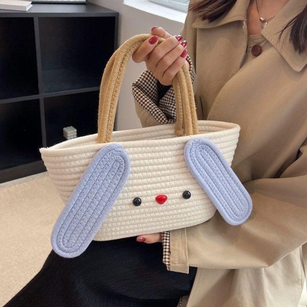 Roposo Clout Cute Cartoon Woven Handbags (Multicolor)