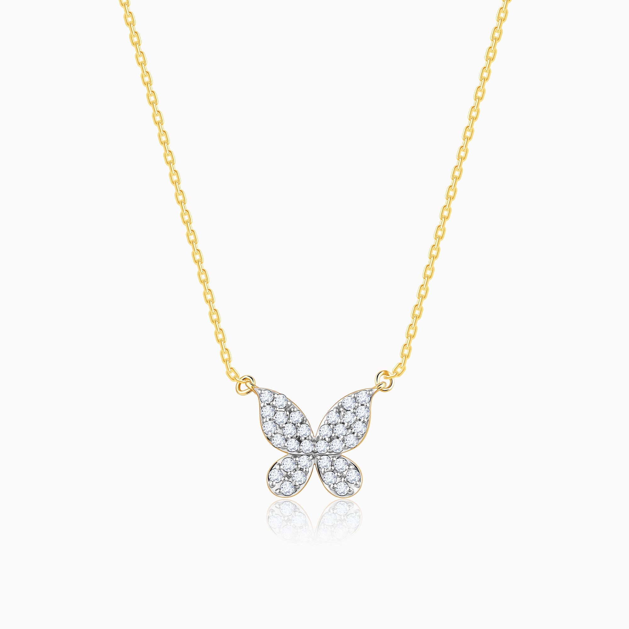GIVA Jewellery Gold Papillon Diamond Necklace