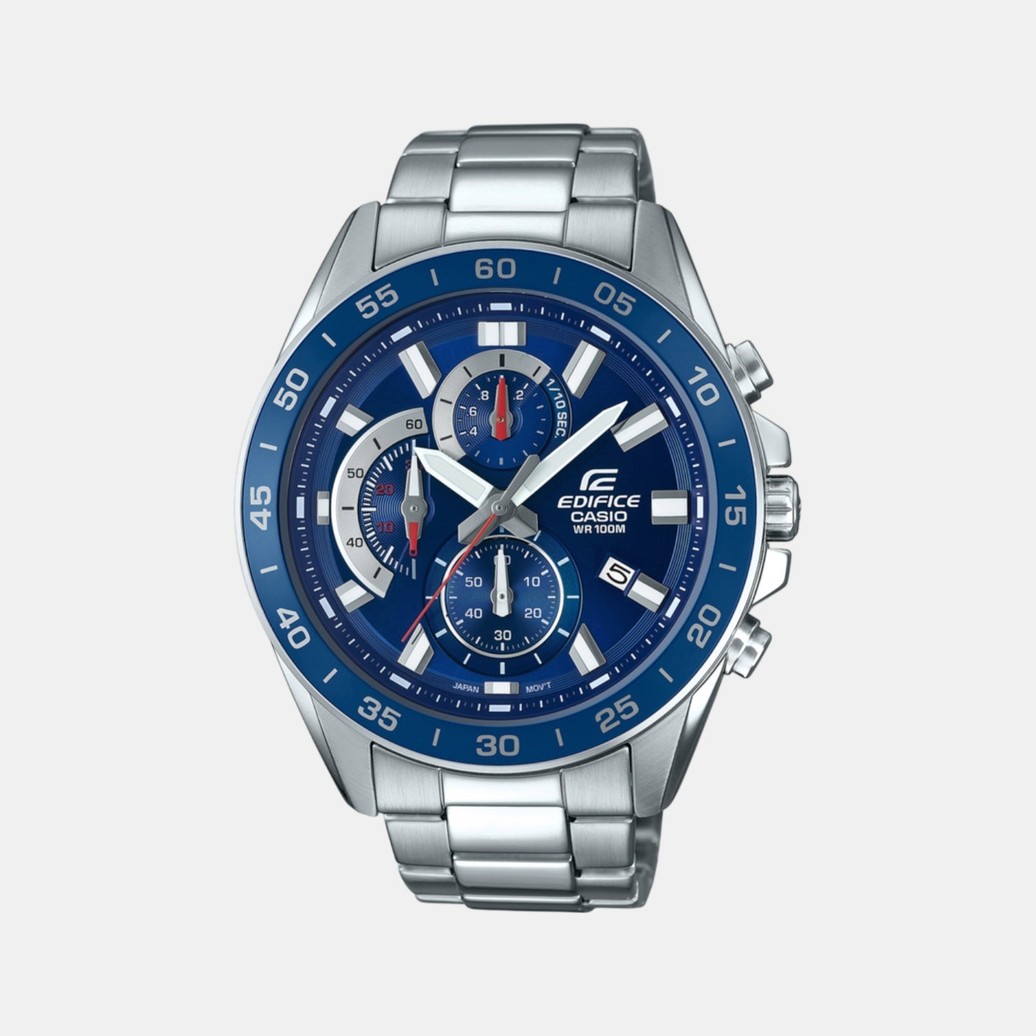 Casio Edifice Men Quartz Blue Dial Analog Stainless Steel Watch ED555